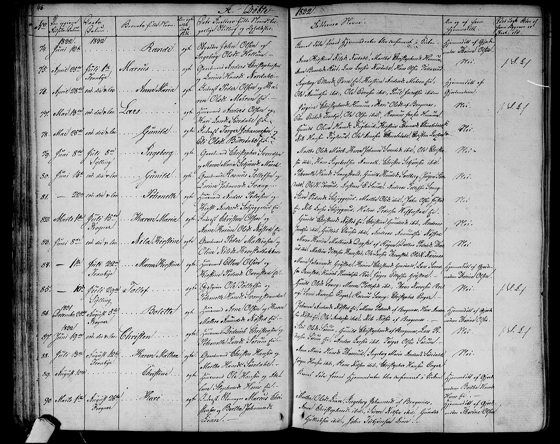 Lier kirkebøker, AV/SAKO-A-230/F/Fa/L0010: Parish register (official) no. I 10, 1827-1843, p. 46