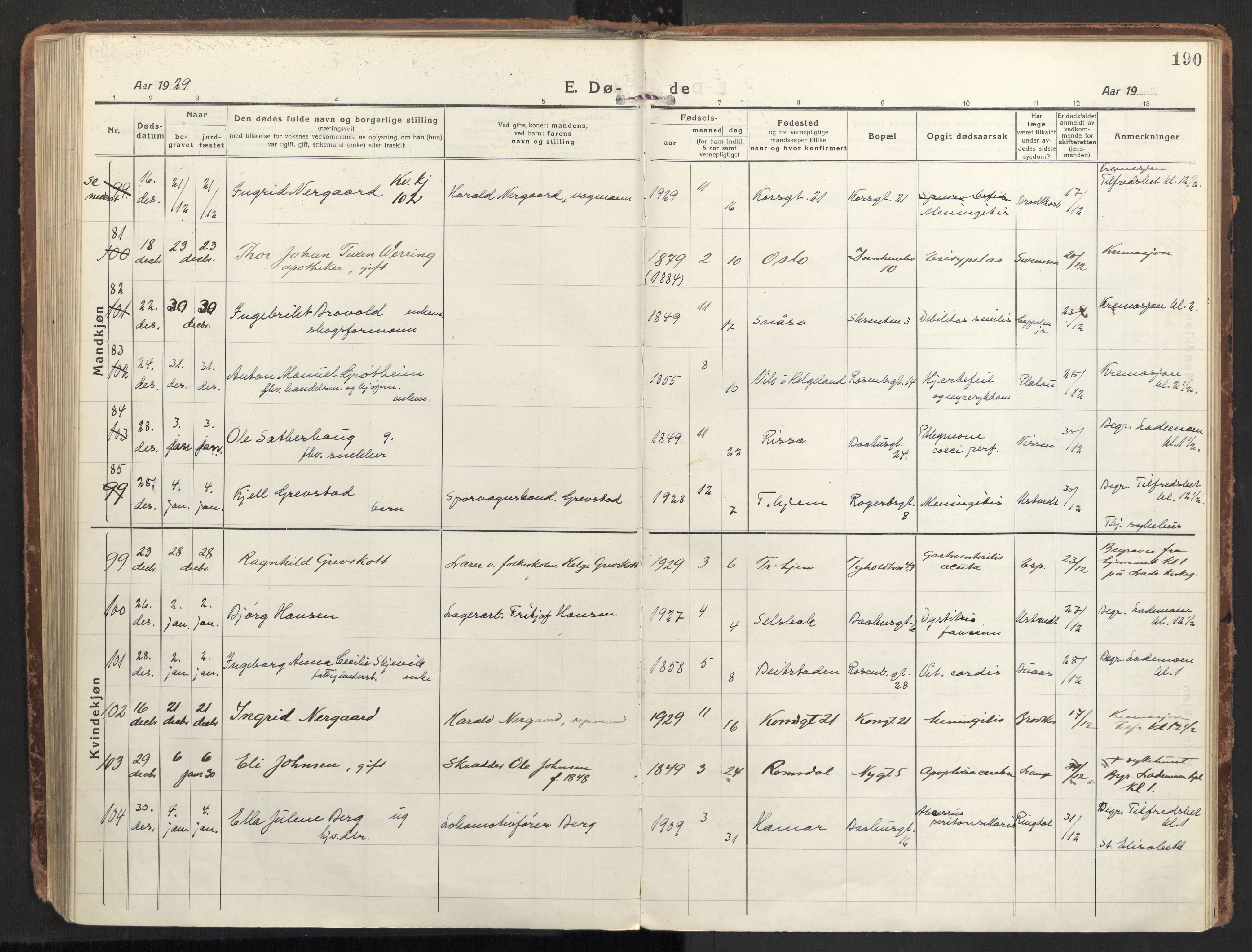 Ministerialprotokoller, klokkerbøker og fødselsregistre - Sør-Trøndelag, AV/SAT-A-1456/604/L0207: Parish register (official) no. 604A27, 1917-1933, p. 190