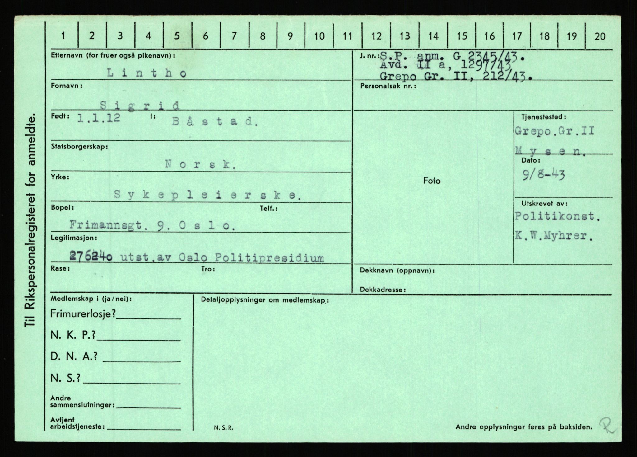 Statspolitiet - Hovedkontoret / Osloavdelingen, AV/RA-S-1329/C/Ca/L0010: Lind - Moksnes, 1943-1945, p. 400