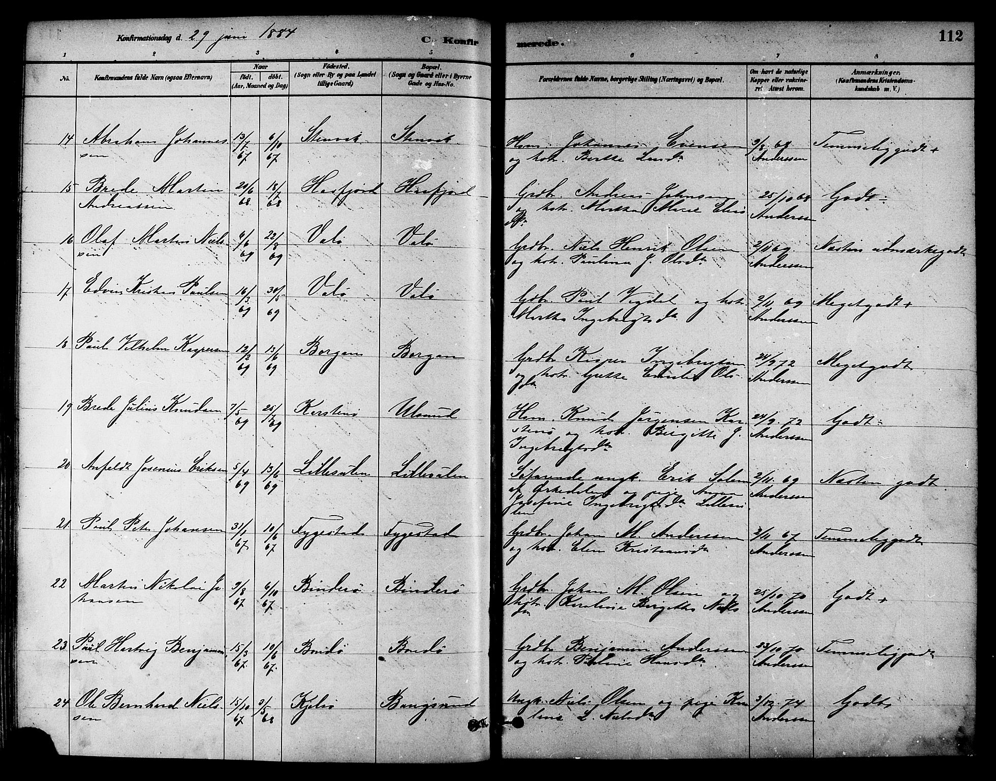 Ministerialprotokoller, klokkerbøker og fødselsregistre - Nord-Trøndelag, SAT/A-1458/786/L0686: Parish register (official) no. 786A02, 1880-1887, p. 112