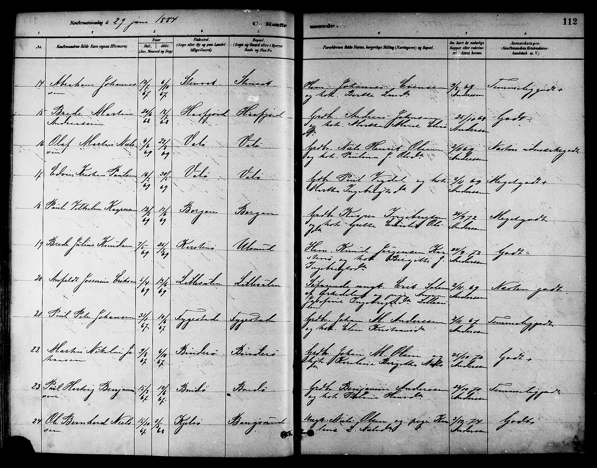 Ministerialprotokoller, klokkerbøker og fødselsregistre - Nord-Trøndelag, AV/SAT-A-1458/786/L0686: Parish register (official) no. 786A02, 1880-1887, p. 112