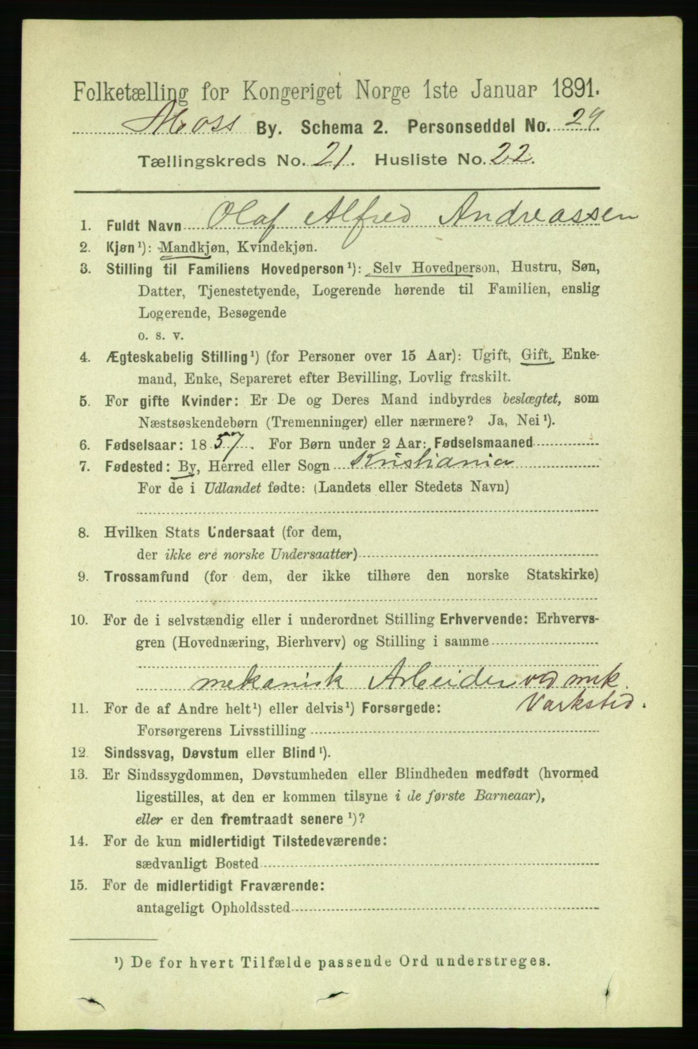 RA, 1891 census for 0104 Moss, 1891, p. 9408