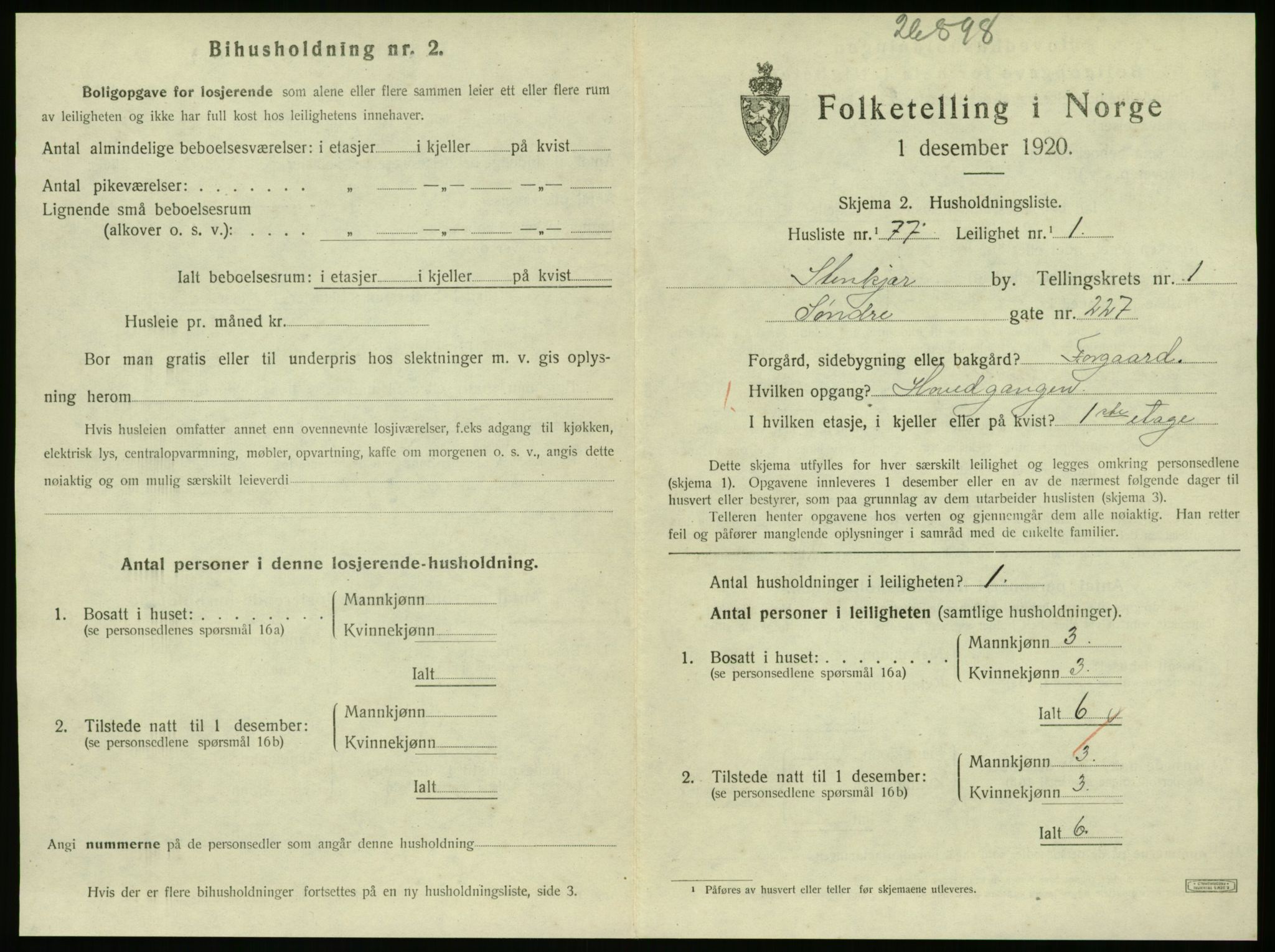 SAT, 1920 census for Steinkjer, 1920, p. 1374