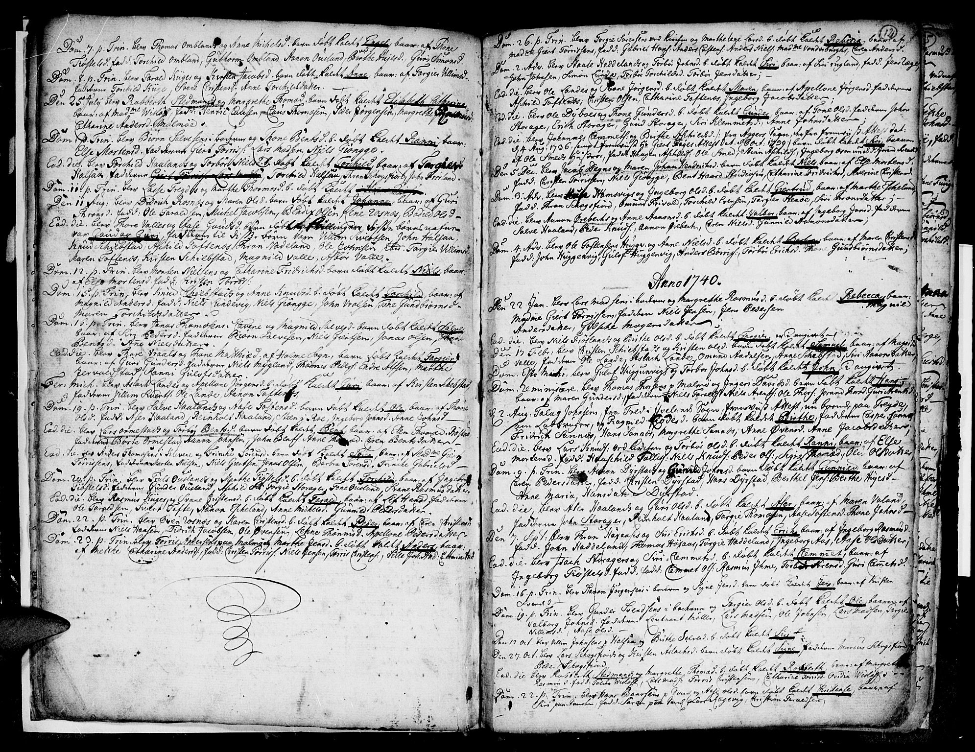 Mandal sokneprestkontor, SAK/1111-0030/F/Fa/Faa/L0001: Parish register (official) no. A 1, 1729-1748, p. 12