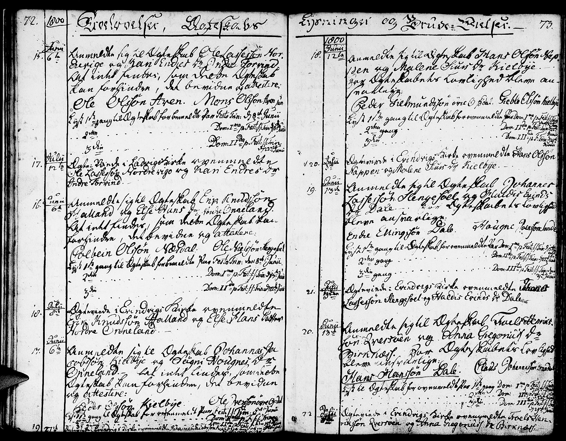 Gulen sokneprestembete, AV/SAB-A-80201/H/Haa/Haaa/L0016: Parish register (official) no. A 16, 1798-1808, p. 72-73