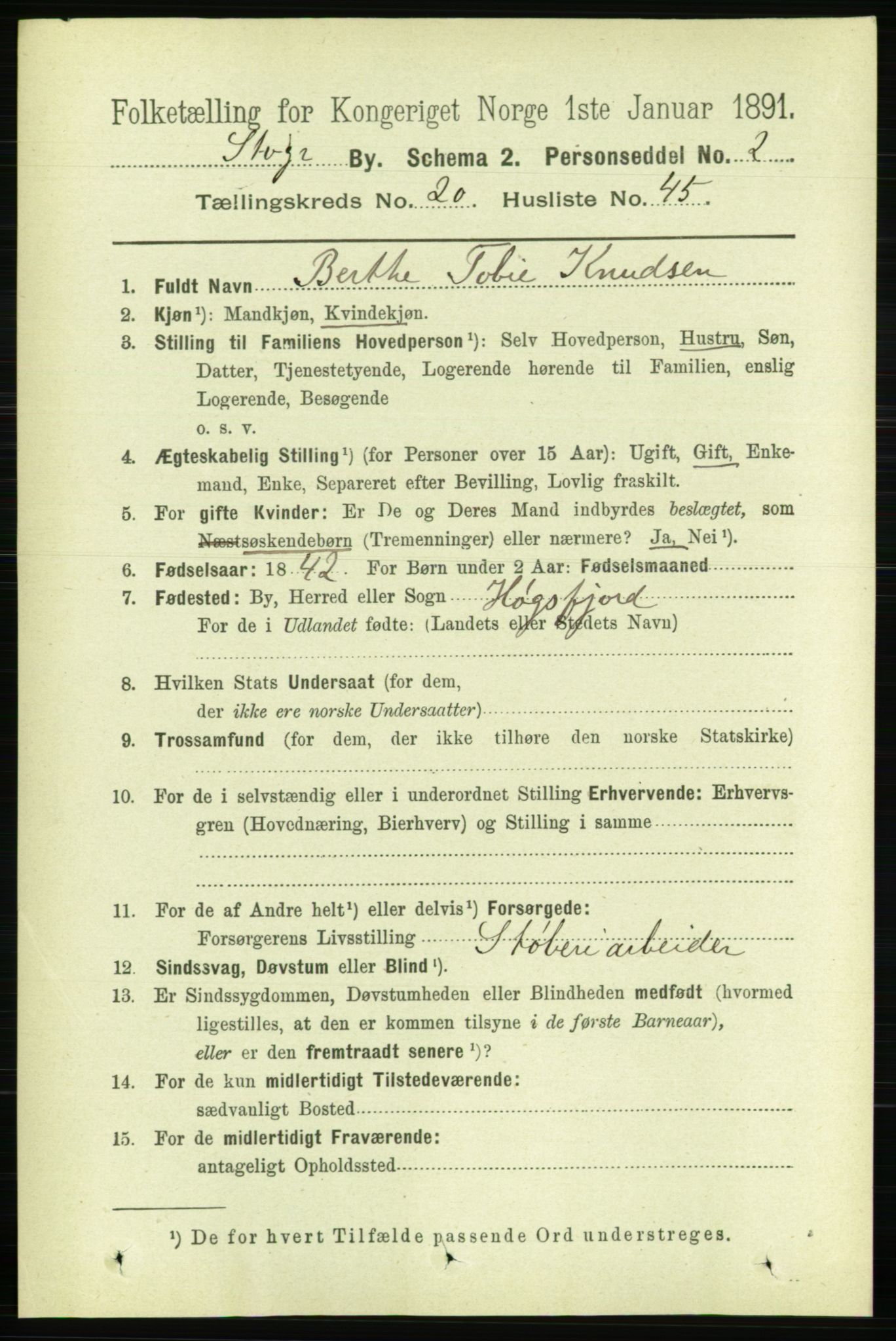 RA, 1891 census for 1103 Stavanger, 1891, p. 23423