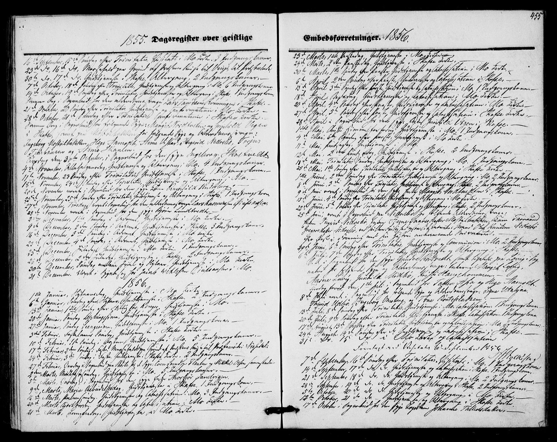 Mo kirkebøker, AV/SAKO-A-286/F/Fa/L0005: Parish register (official) no. I 5, 1844-1864, p. 455