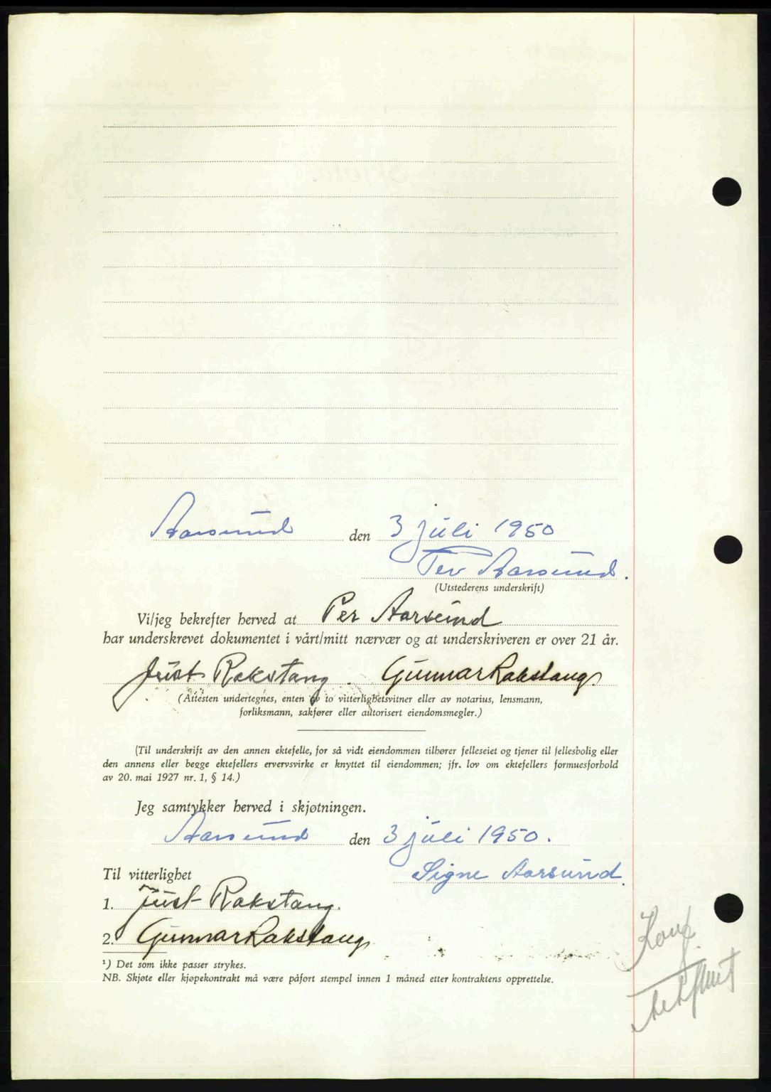 Nordmøre sorenskriveri, AV/SAT-A-4132/1/2/2Ca: Mortgage book no. A115, 1950-1950, Diary no: : 2226/1950