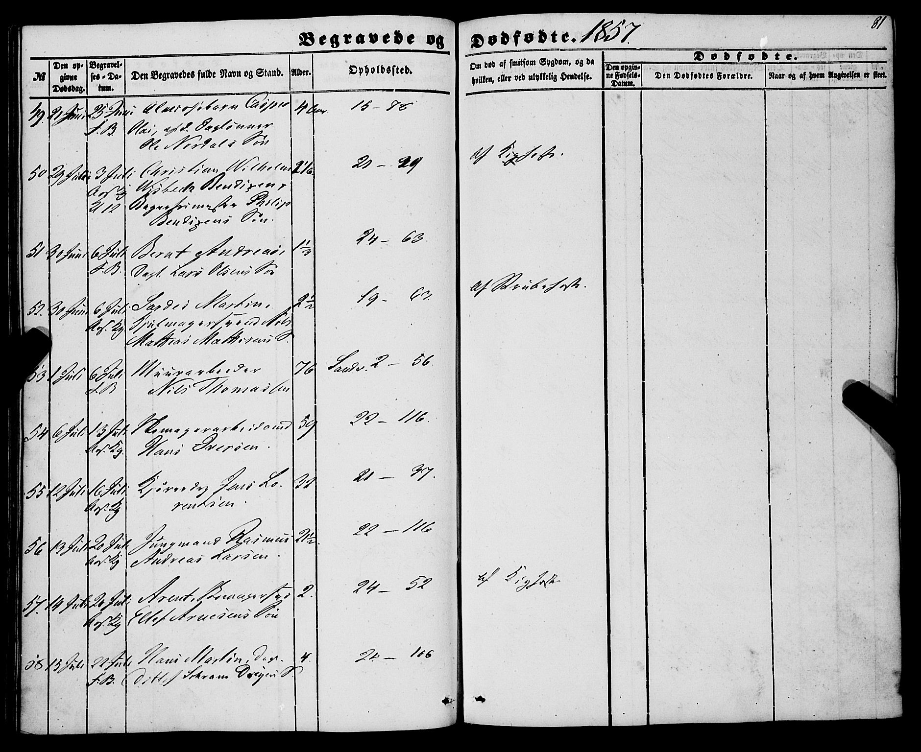 Korskirken sokneprestembete, AV/SAB-A-76101/H/Haa: Parish register (official) no. E 2, 1848-1862, p. 81