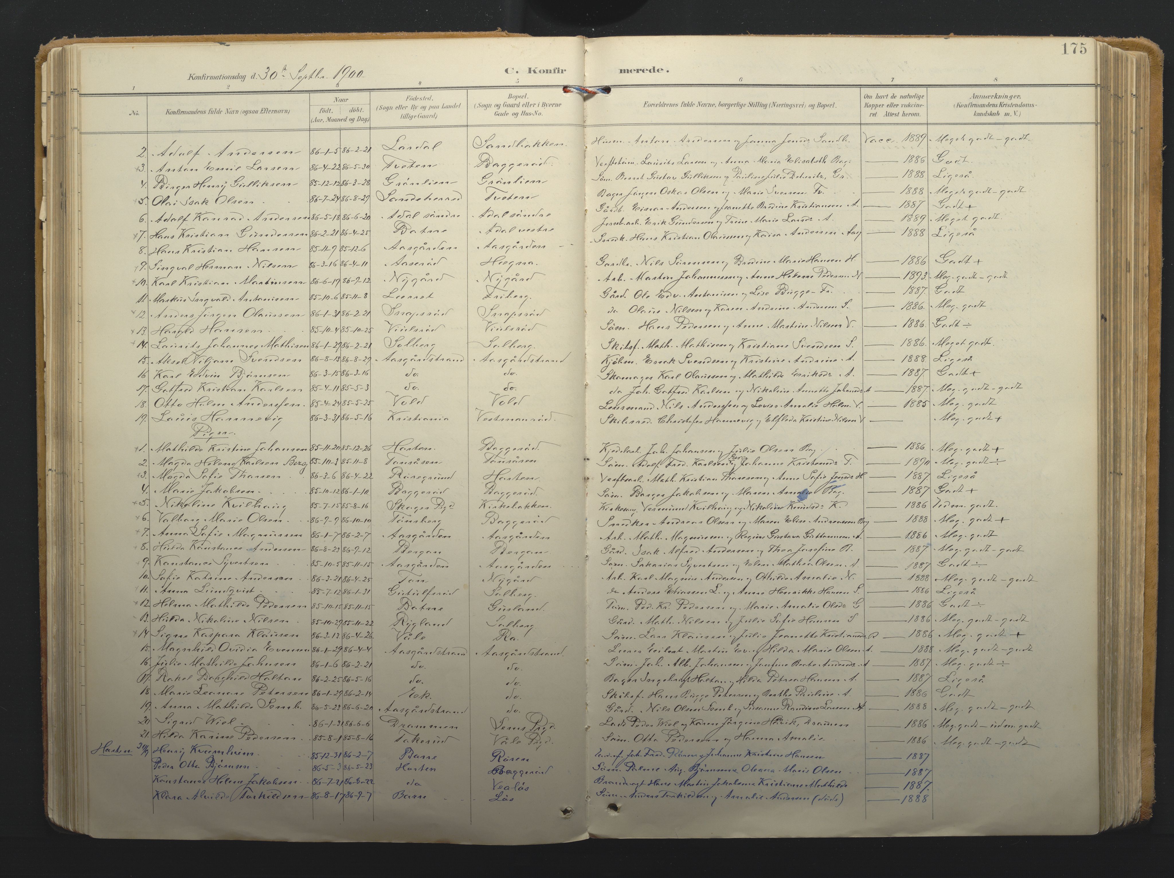 Borre kirkebøker, AV/SAKO-A-338/F/Fa/L0011: Parish register (official) no. I 11, 1897-1921, p. 175