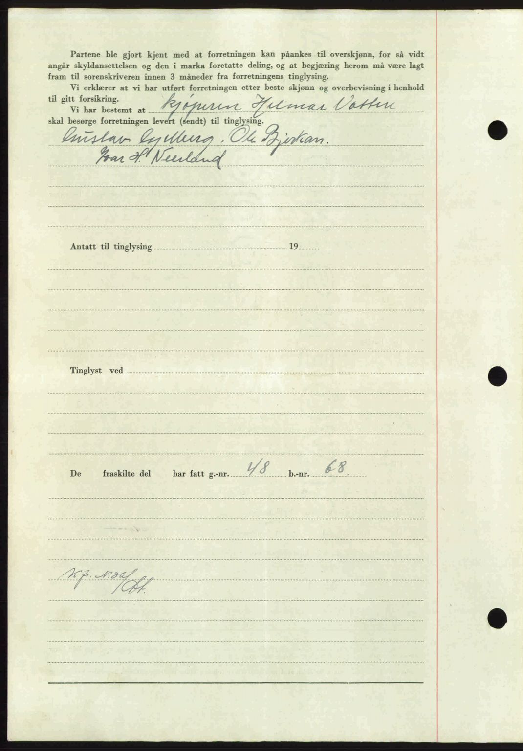 Nordmøre sorenskriveri, AV/SAT-A-4132/1/2/2Ca: Mortgage book no. A102, 1946-1946, Diary no: : 1384/1946