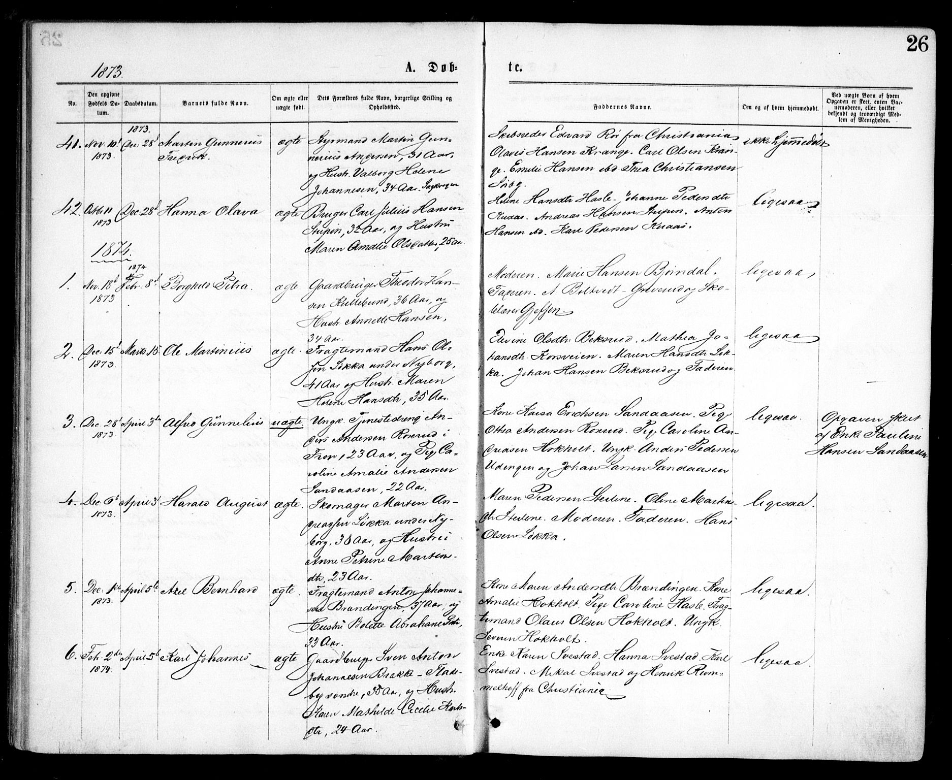 Nesodden prestekontor Kirkebøker, SAO/A-10013/F/Fa/L0008: Parish register (official) no. I 8, 1869-1879, p. 26