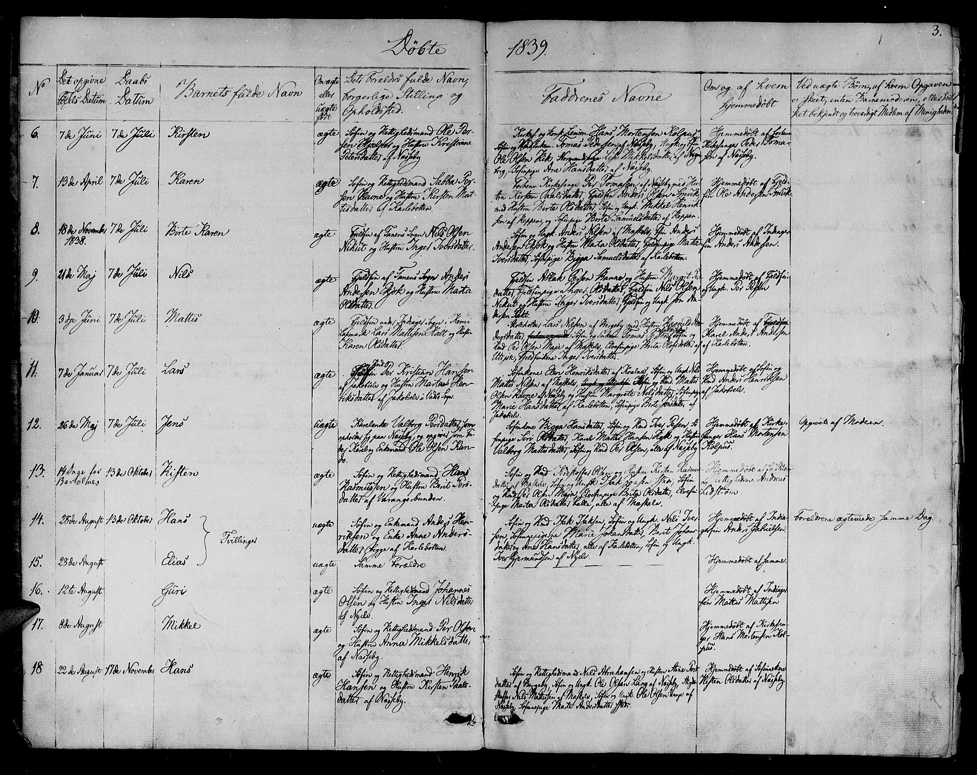 Nesseby sokneprestkontor, AV/SATØ-S-1330/H/Ha/L0001kirke: Parish register (official) no. 1, 1838-1855, p. 3