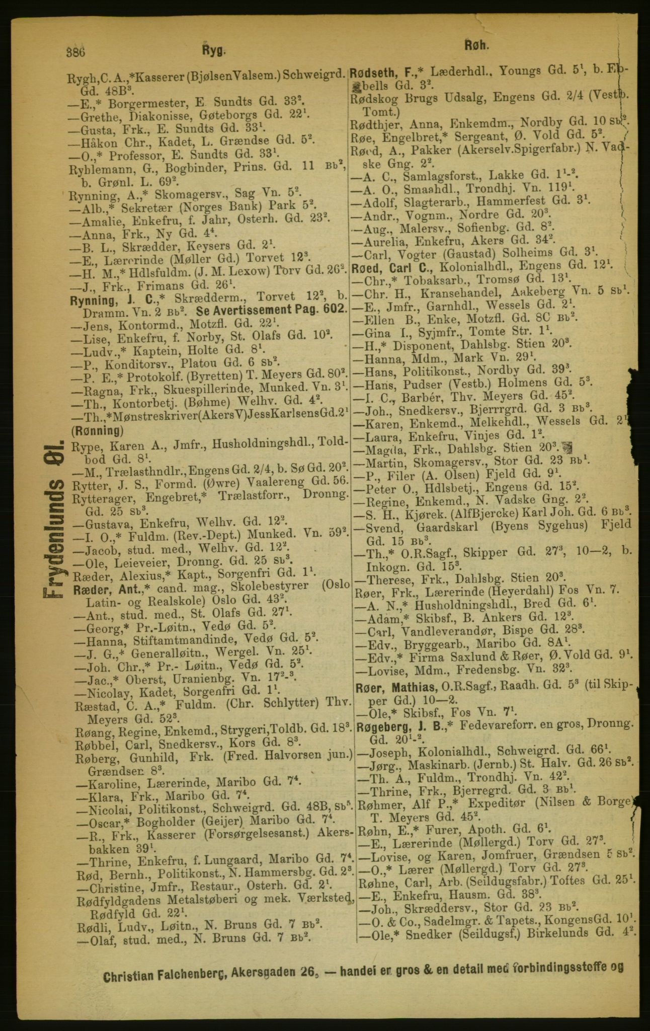 Kristiania/Oslo adressebok, PUBL/-, 1889, p. 386