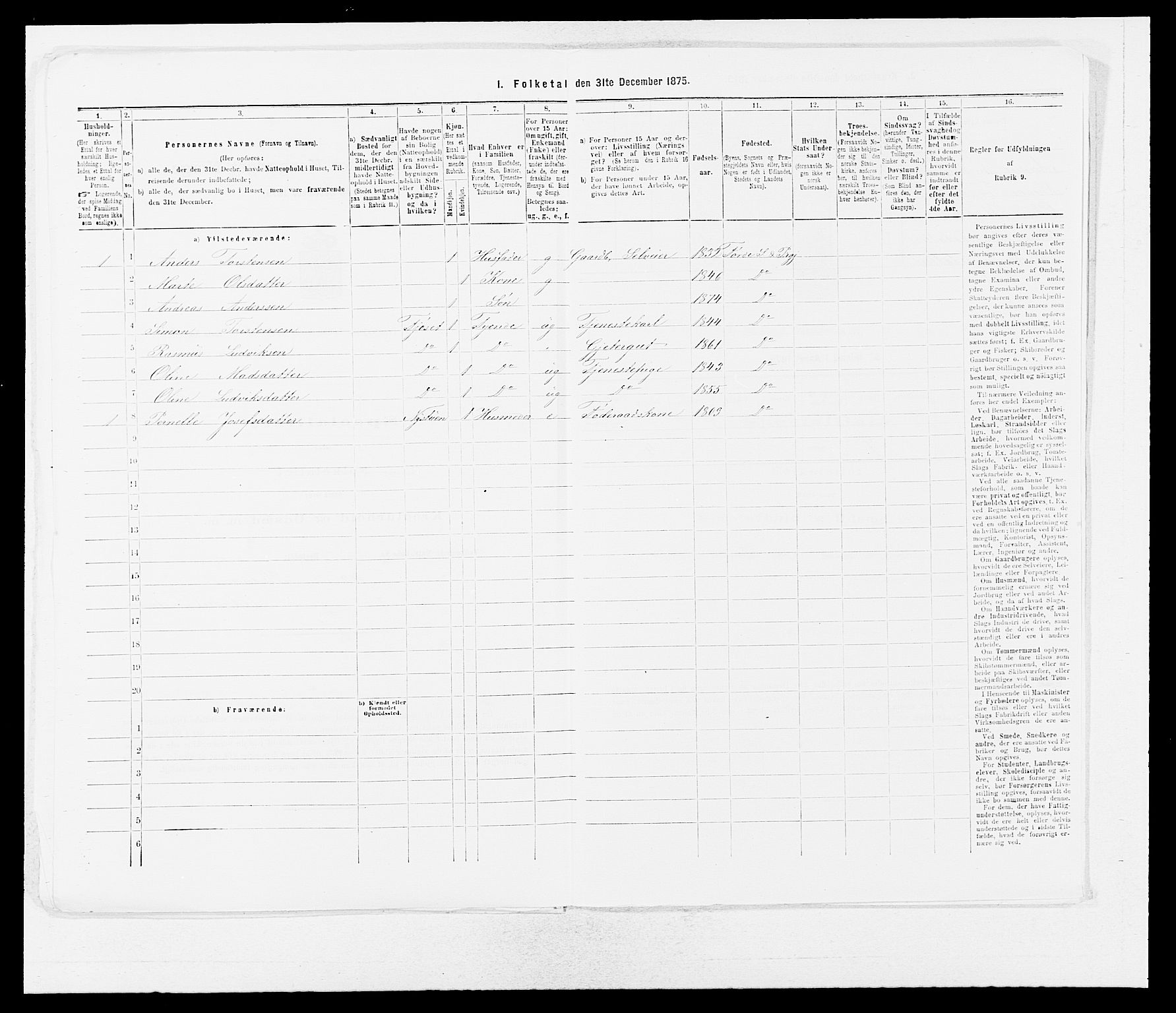 SAB, 1875 census for 1432P Førde, 1875, p. 603