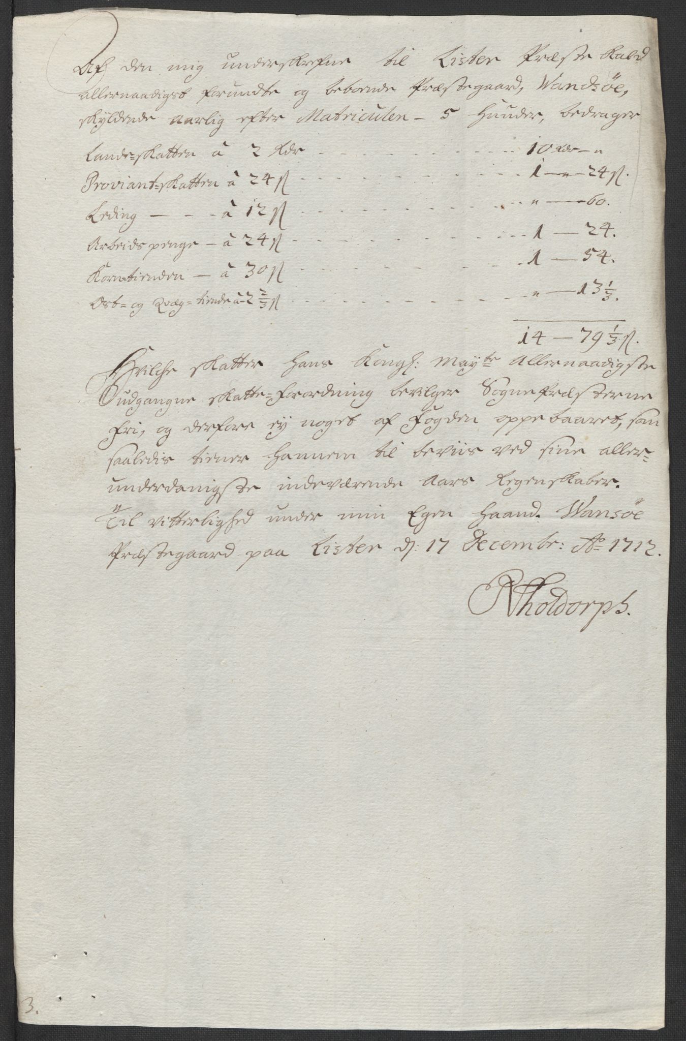 Rentekammeret inntil 1814, Reviderte regnskaper, Fogderegnskap, RA/EA-4092/R43/L2555: Fogderegnskap Lista og Mandal, 1712, p. 202