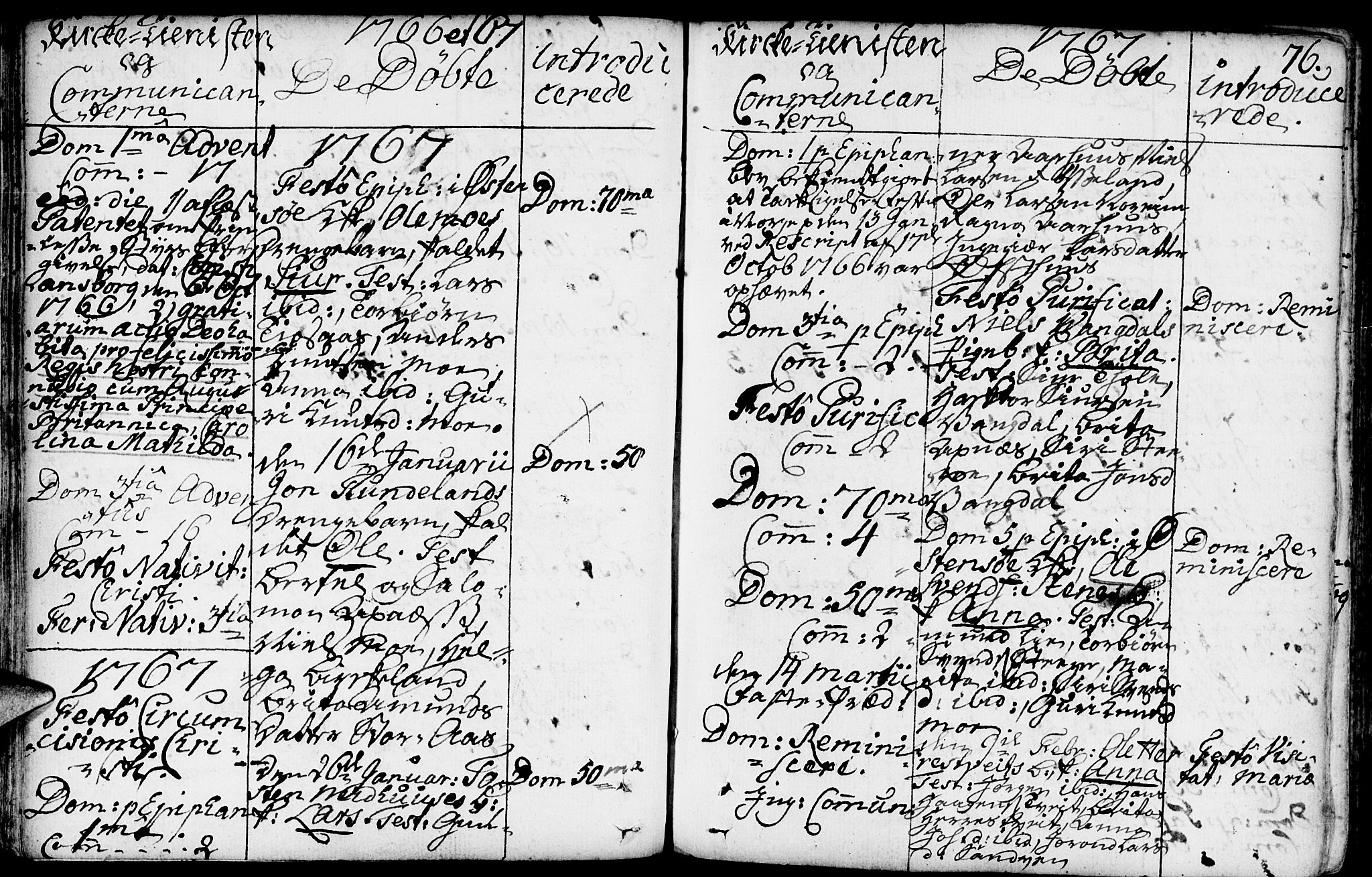 Kvam sokneprestembete, SAB/A-76201/H/Haa: Parish register (official) no. A 3, 1743-1795, p. 76