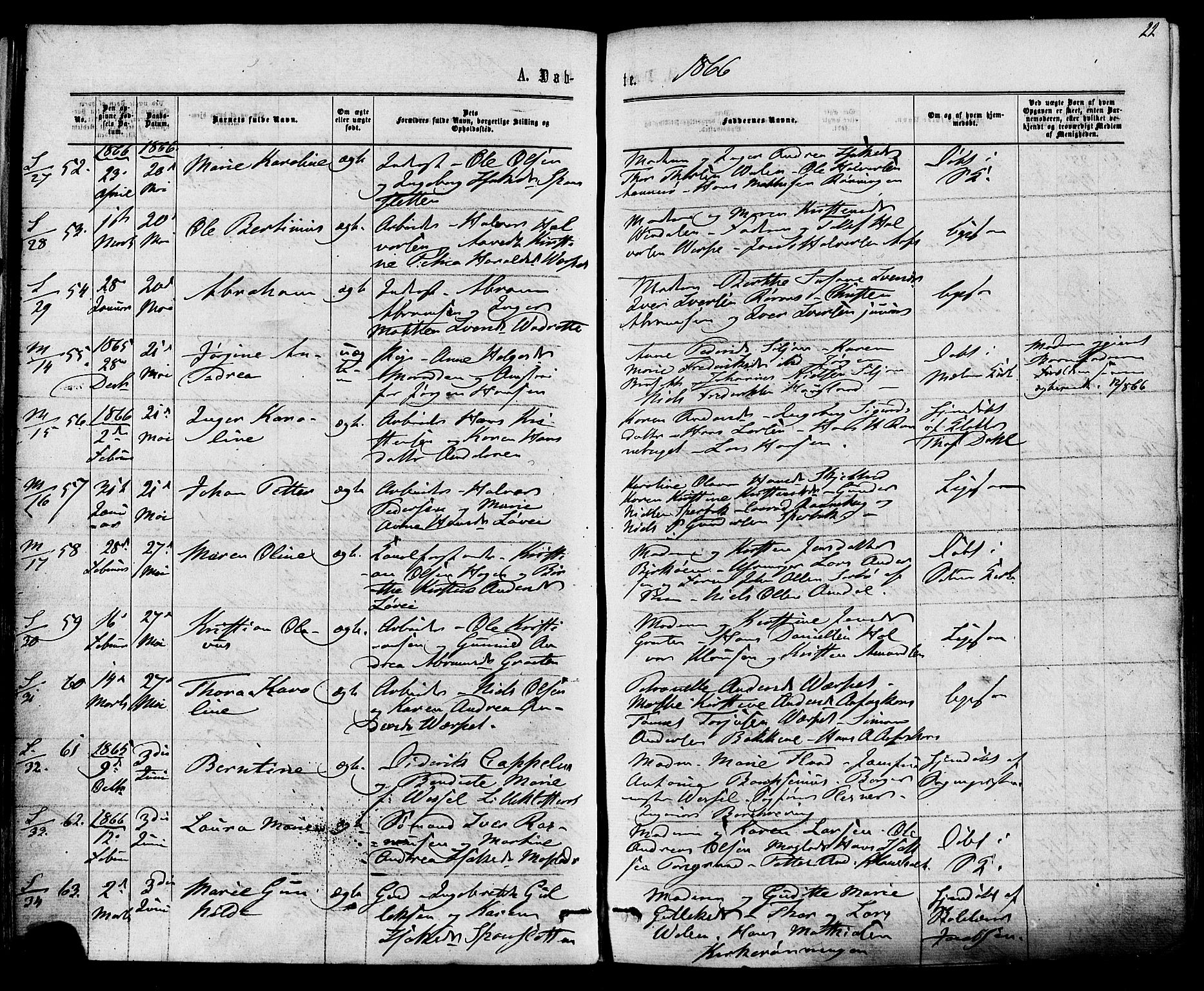 Solum kirkebøker, SAKO/A-306/F/Fa/L0008: Parish register (official) no. I 8, 1865-1876, p. 22