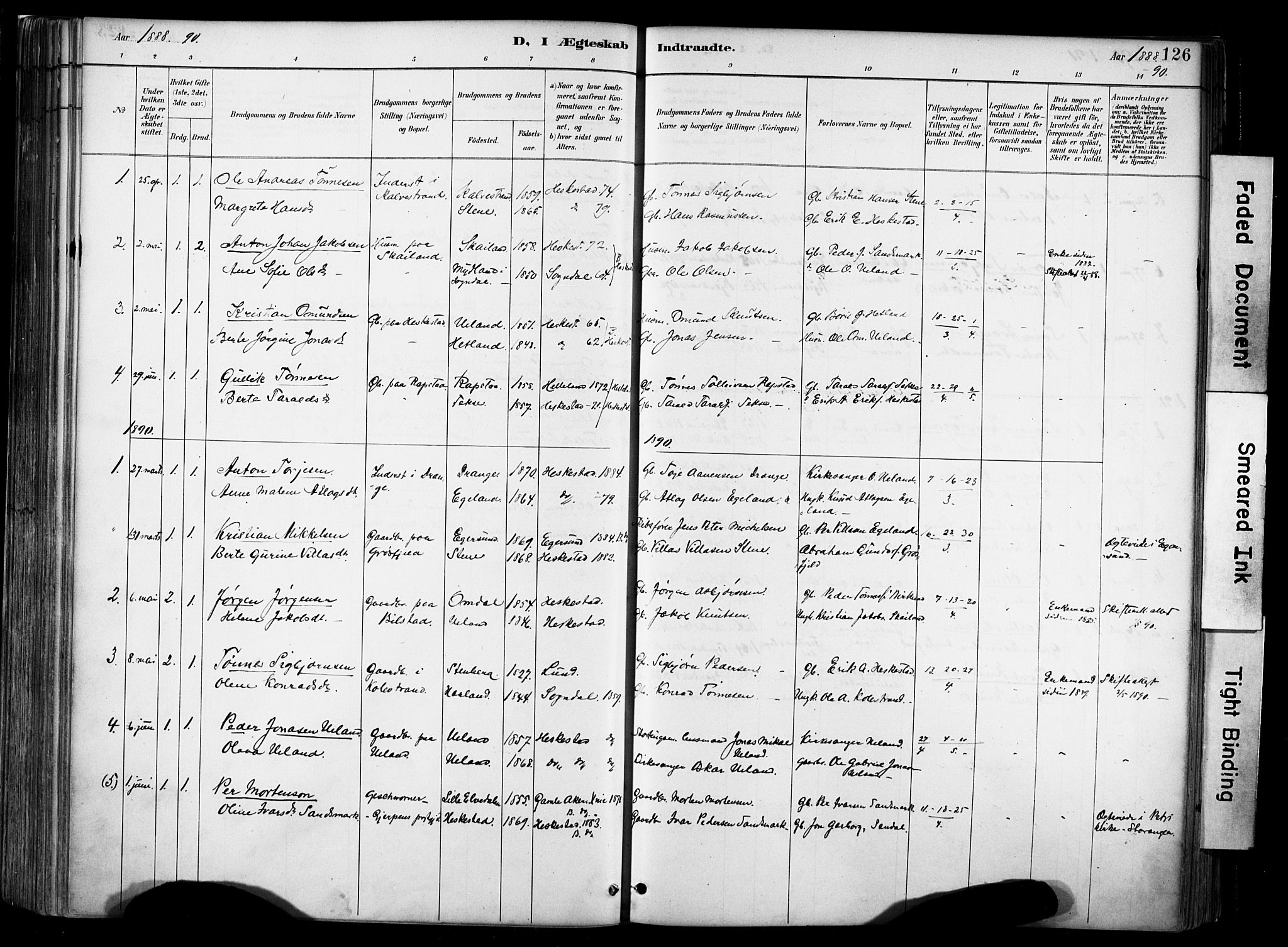 Lund sokneprestkontor, AV/SAST-A-101809/S06/L0012: Parish register (official) no. A 11, 1887-1921, p. 126