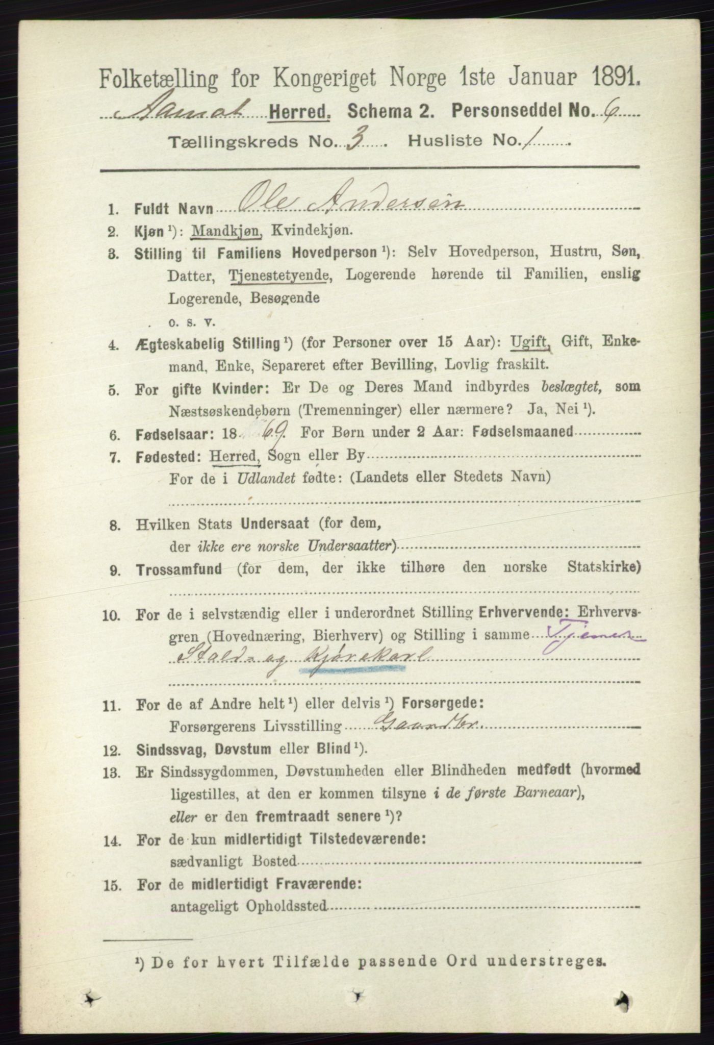 RA, 1891 census for 0429 Åmot, 1891, p. 1497