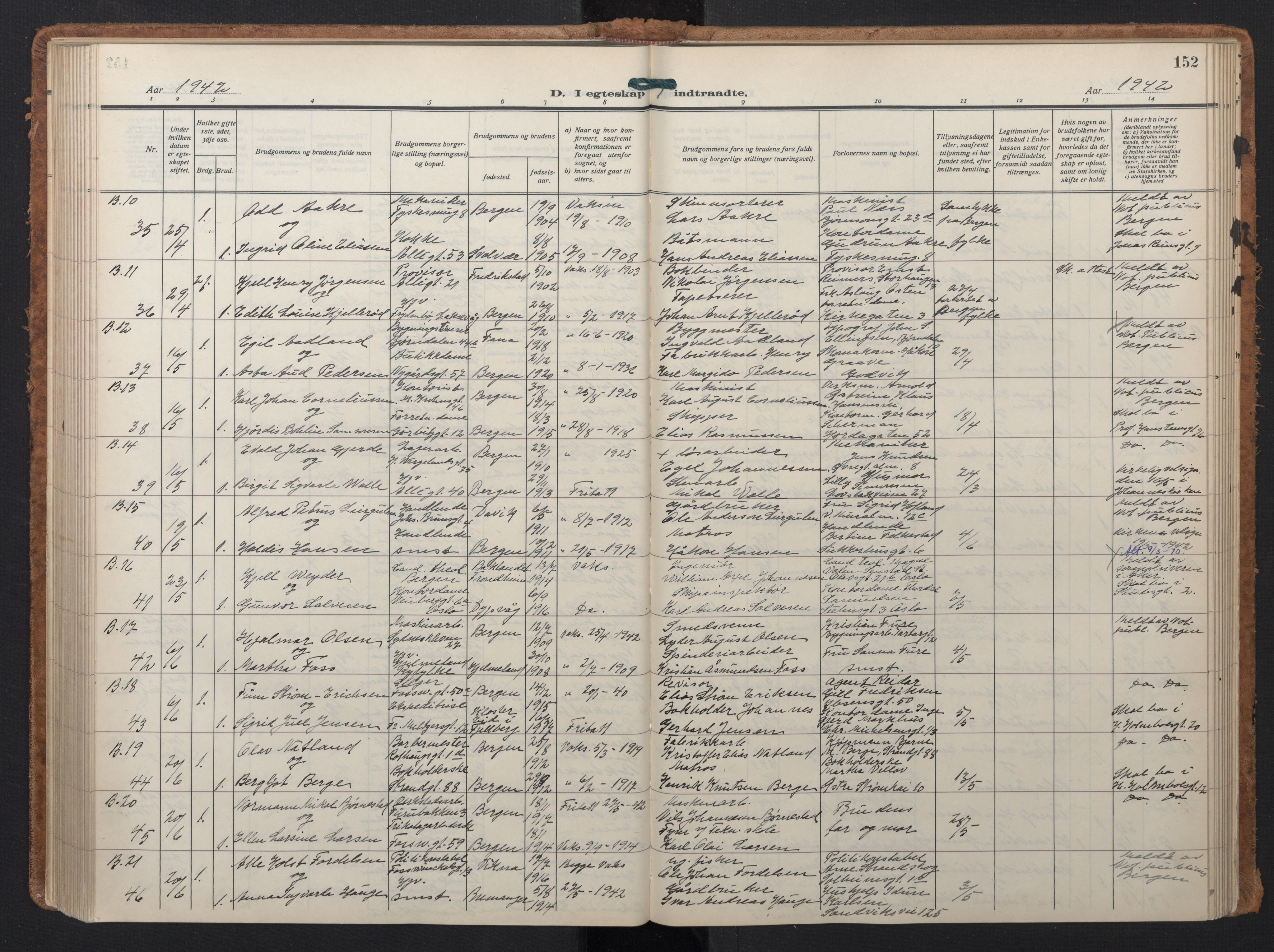 Johanneskirken sokneprestembete, AV/SAB-A-76001/H/Hab: Parish register (copy) no. C 3, 1929-1949, p. 151b-152a