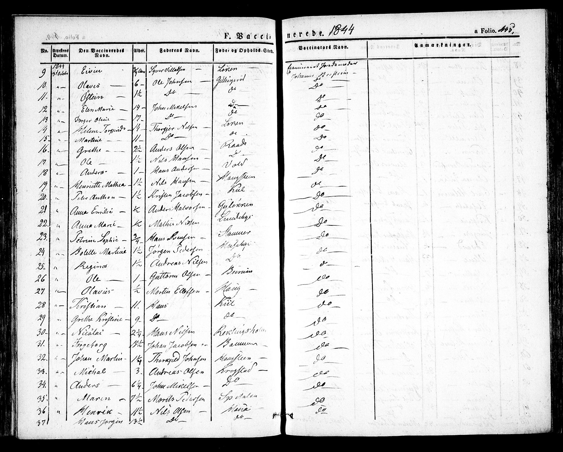 Råde prestekontor kirkebøker, AV/SAO-A-2009/F/Fa/L0005: Parish register (official) no. 5, 1830-1853, p. 445