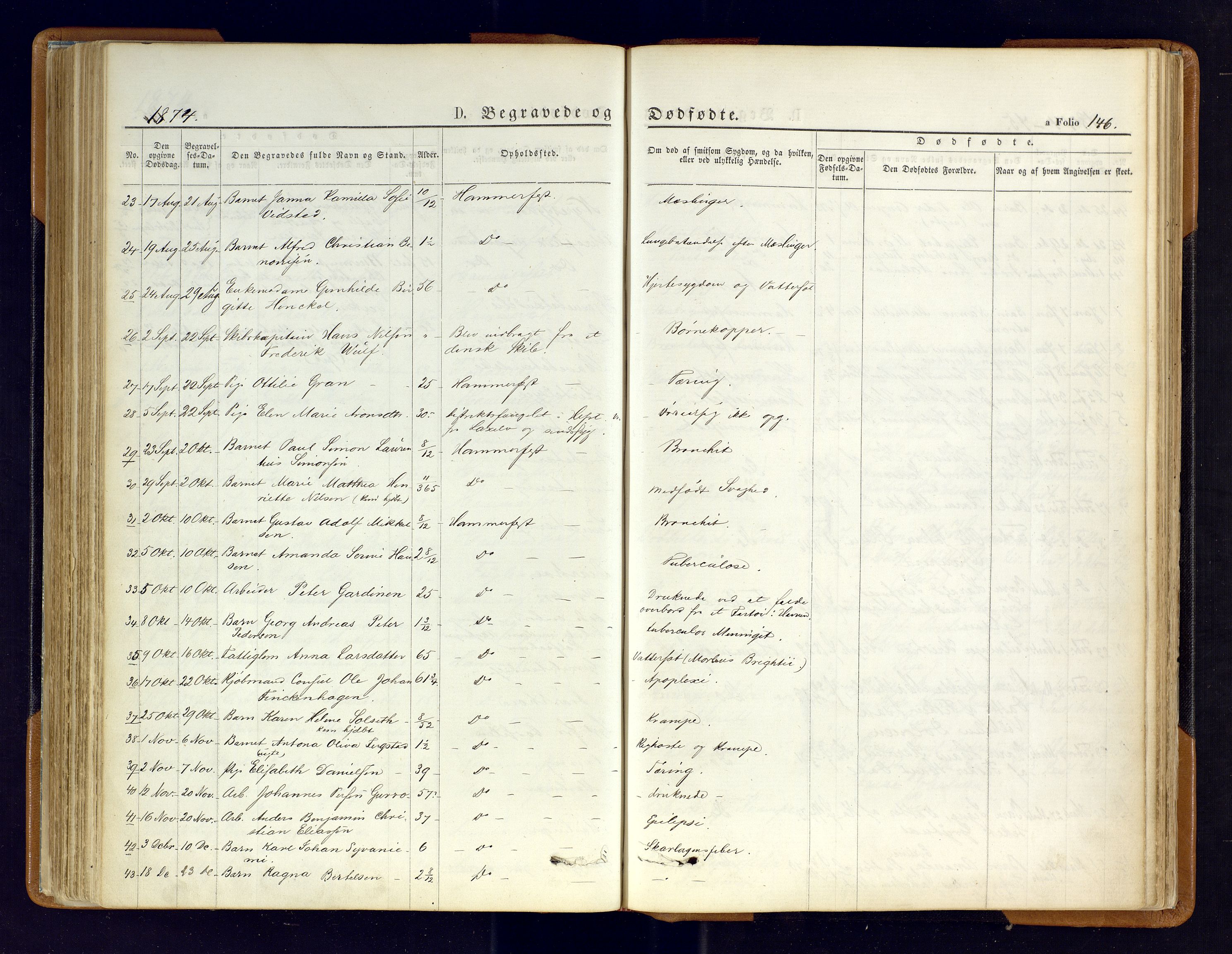 Hammerfest sokneprestkontor, AV/SATØ-S-1347/H/Ha/L0006.kirke: Parish register (official) no. 6, 1869-1877, p. 146