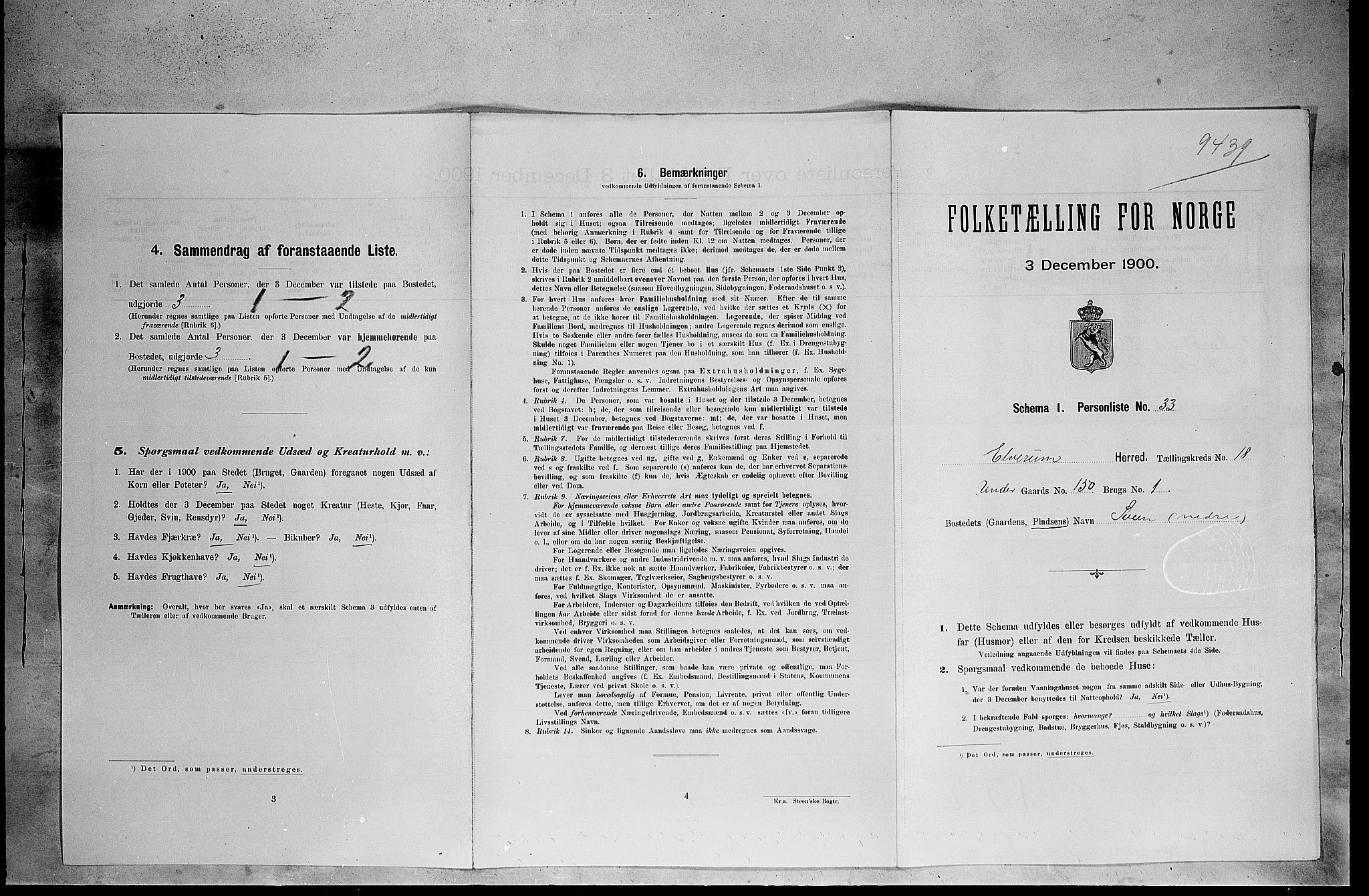 SAH, 1900 census for Elverum, 1900, p. 2490