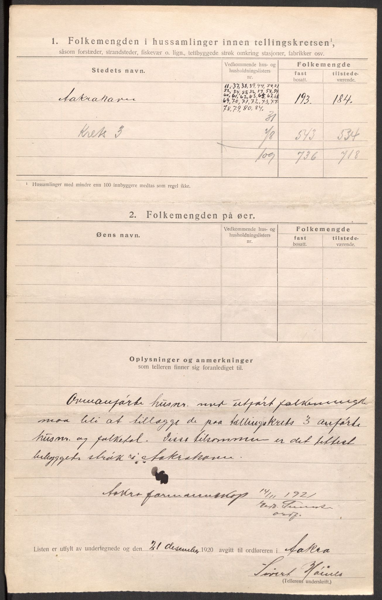 SAST, 1920 census for Åkra, 1920, p. 26