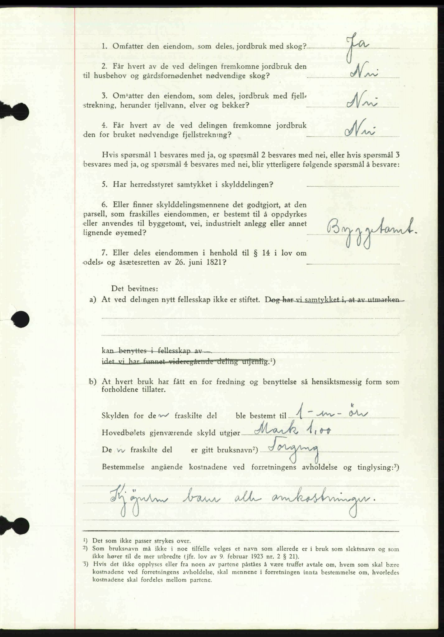 Toten tingrett, SAH/TING-006/H/Hb/Hbc/L0013: Mortgage book no. Hbc-13, 1945-1945, Diary no: : 975/1945
