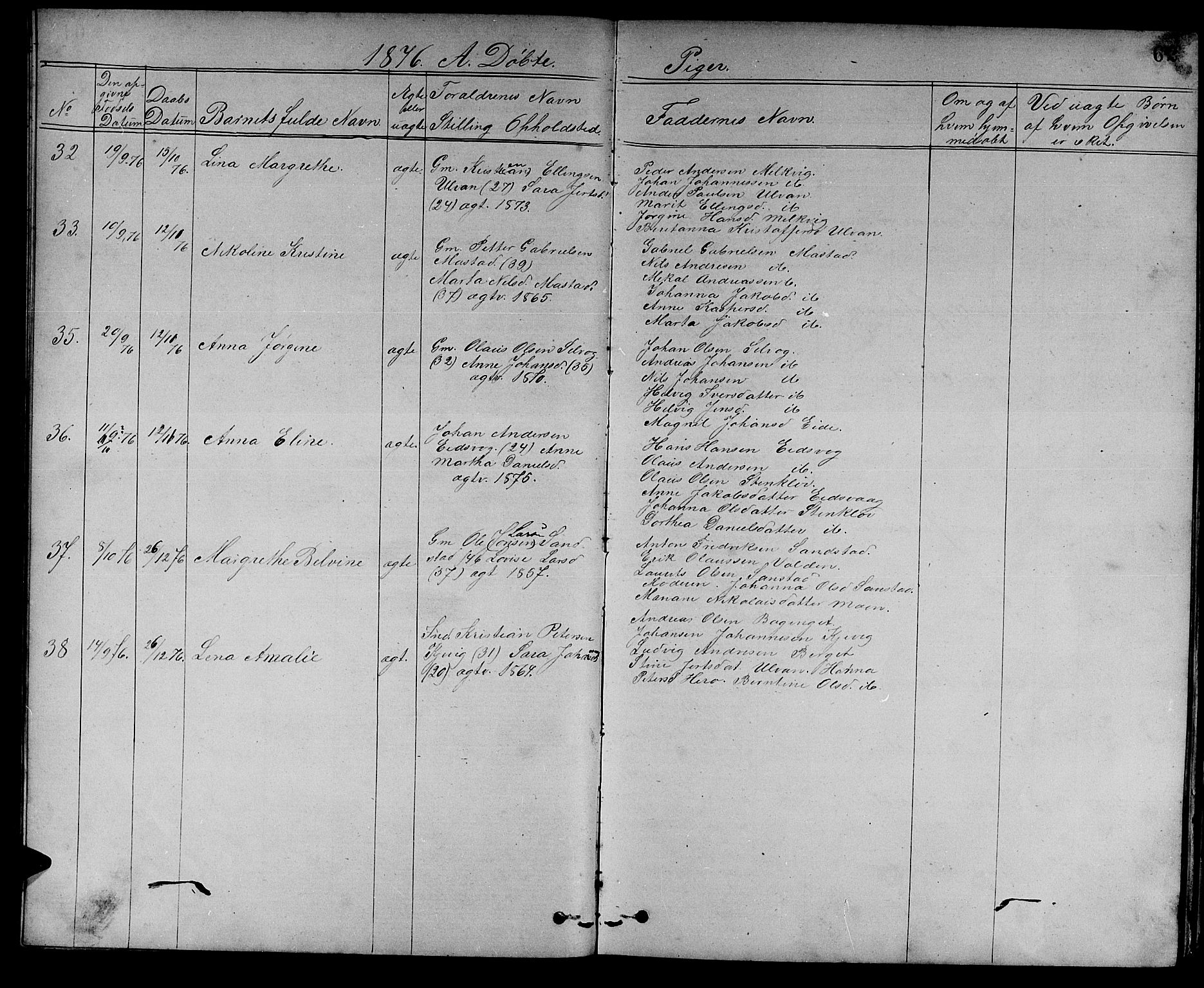 Ministerialprotokoller, klokkerbøker og fødselsregistre - Sør-Trøndelag, SAT/A-1456/637/L0561: Parish register (copy) no. 637C02, 1873-1882, p. 62