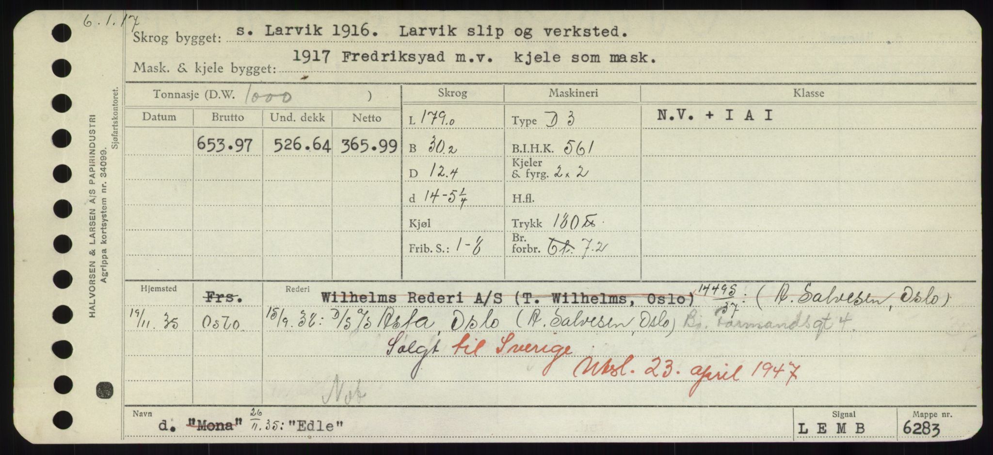 Sjøfartsdirektoratet med forløpere, Skipsmålingen, RA/S-1627/H/Hd/L0009: Fartøy, E, p. 53