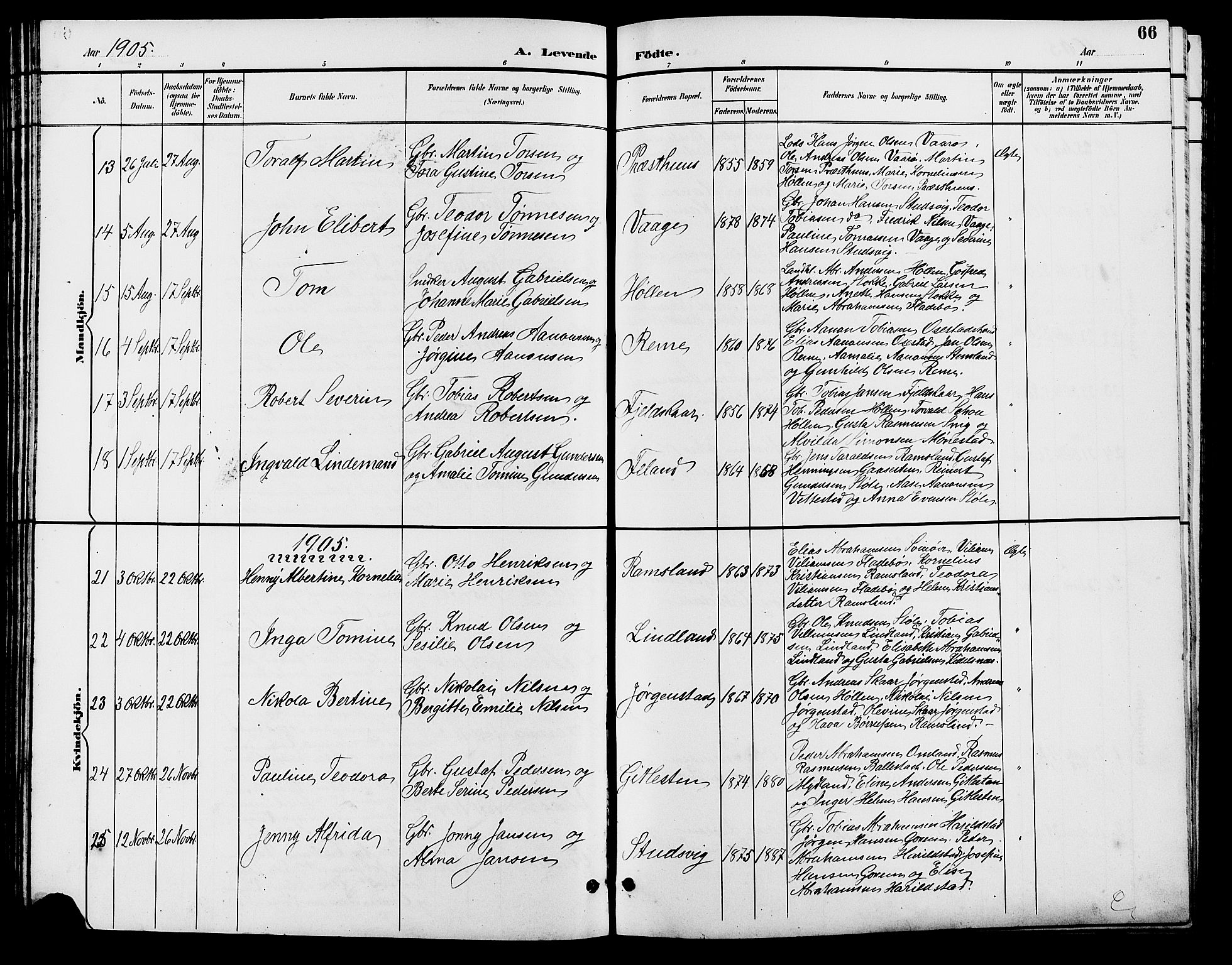 Sør-Audnedal sokneprestkontor, SAK/1111-0039/F/Fb/Fba/L0004: Parish register (copy) no. B 4, 1893-1909, p. 66
