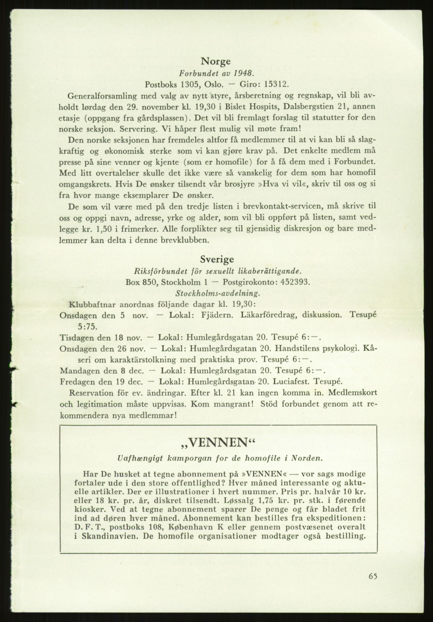 Det Norske Forbundet av 1948/Landsforeningen for Lesbisk og Homofil Frigjøring, AV/RA-PA-1216/E/Eb/L0001: Intern informasjon, 1952-1991, p. 29