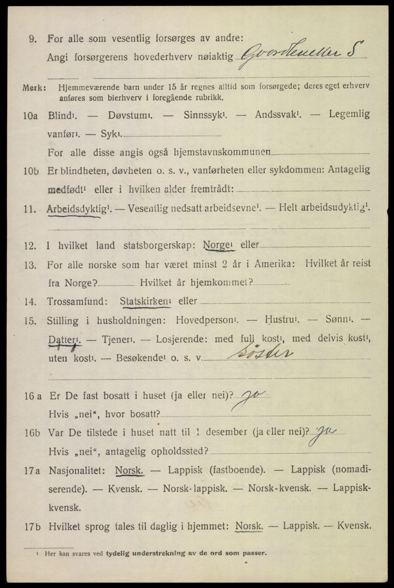 SAT, 1920 census for Tjeldsund, 1920, p. 1153