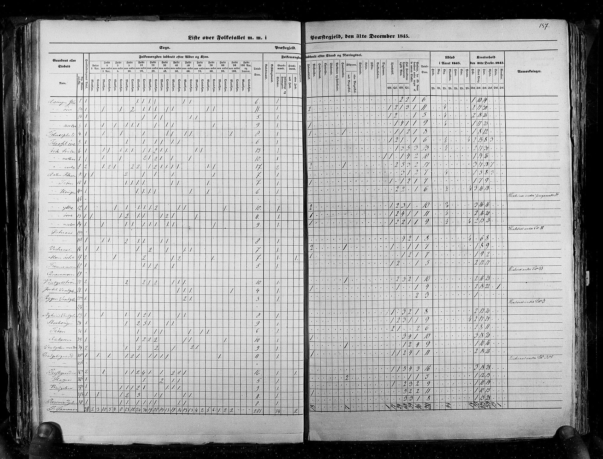 RA, Census 1845, vol. 3: Hedemarken amt og Kristians amt, 1845, p. 157