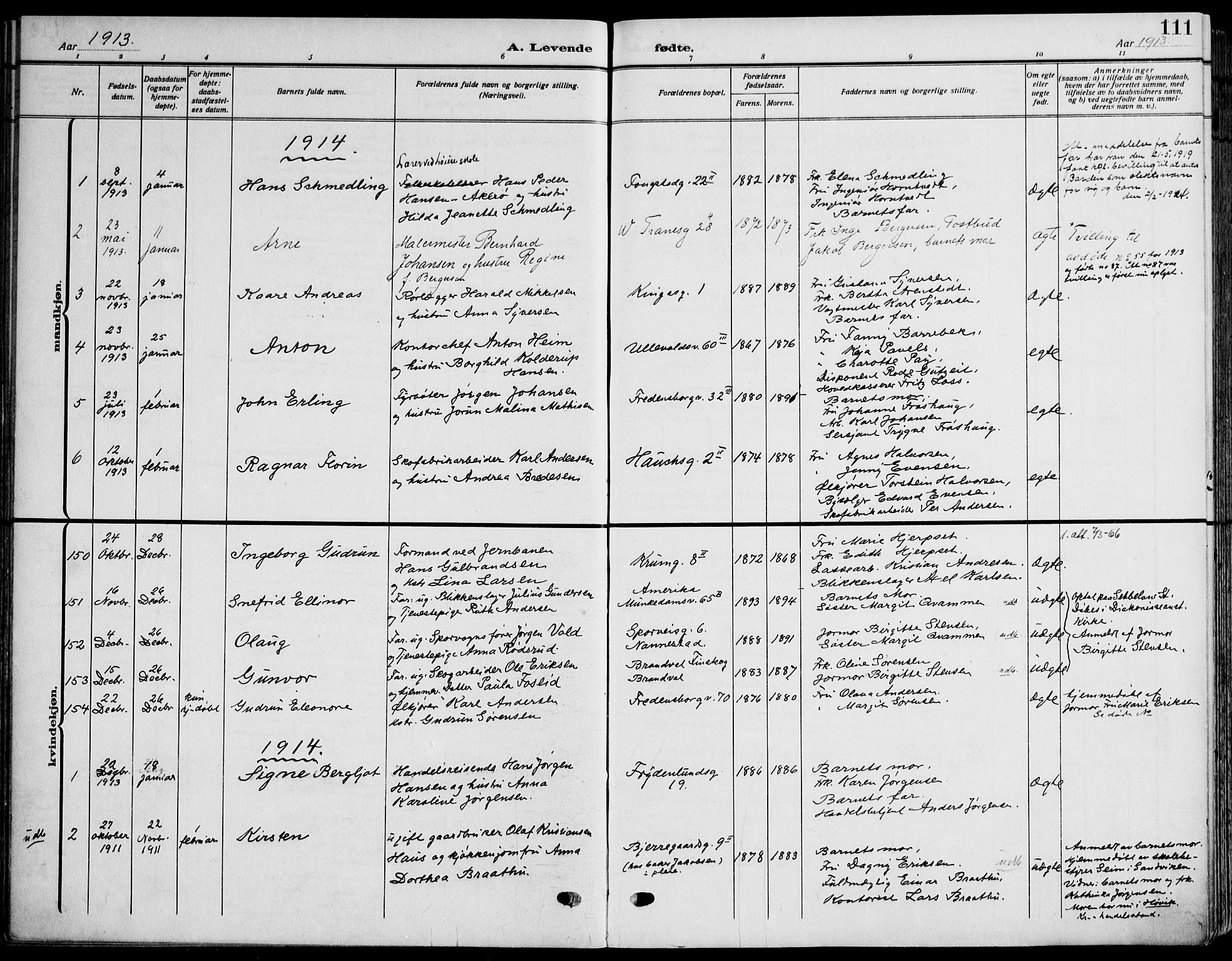 Gamle Aker prestekontor Kirkebøker, SAO/A-10617a/F/L0014: Parish register (official) no. 14, 1909-1924, p. 111