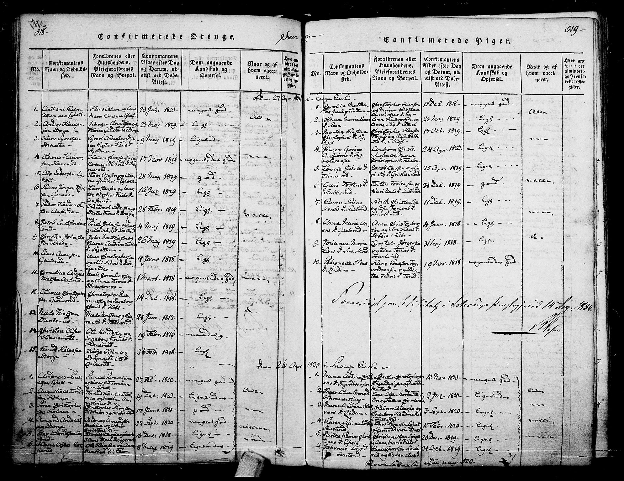 Skoger kirkebøker, AV/SAKO-A-59/F/Fa/L0002: Parish register (official) no. I 2 /1, 1814-1842, p. 518-519