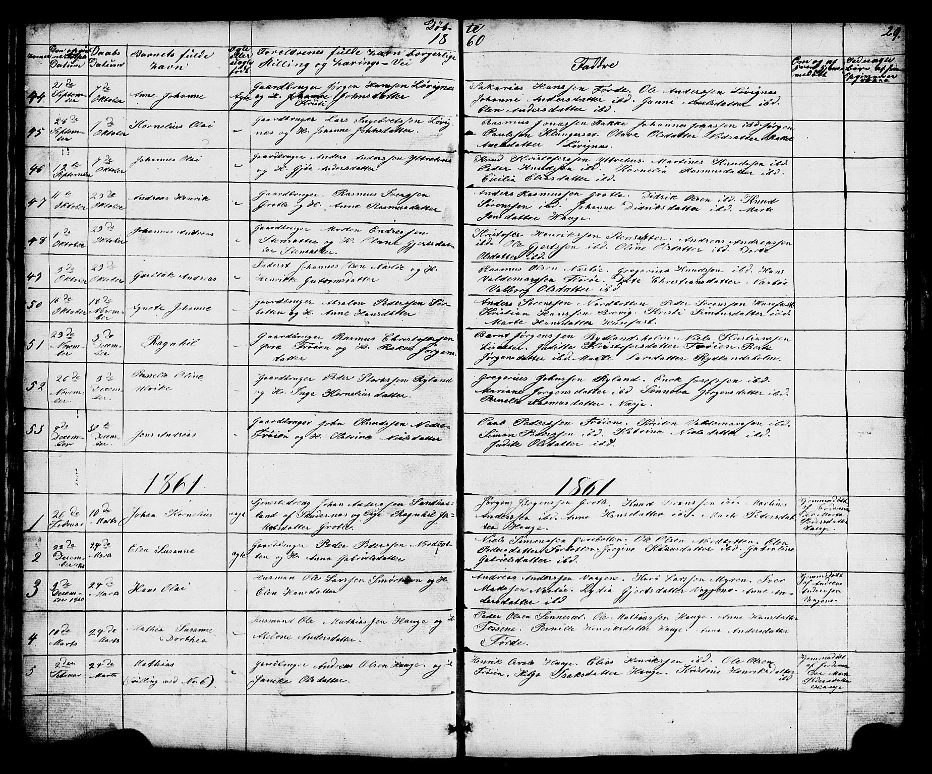 Bremanger sokneprestembete, SAB/A-82201/H/Hab/Haba/L0001: Parish register (copy) no. A 1, 1853-1865, p. 29