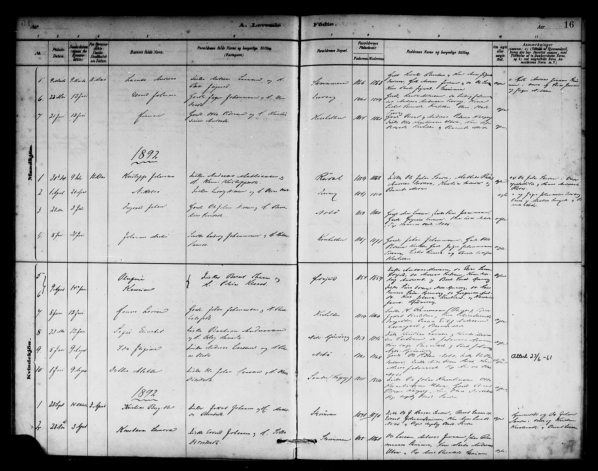 Solund sokneprestembete, AV/SAB-A-81401: Parish register (official) no. C 1, 1881-1896, p. 16