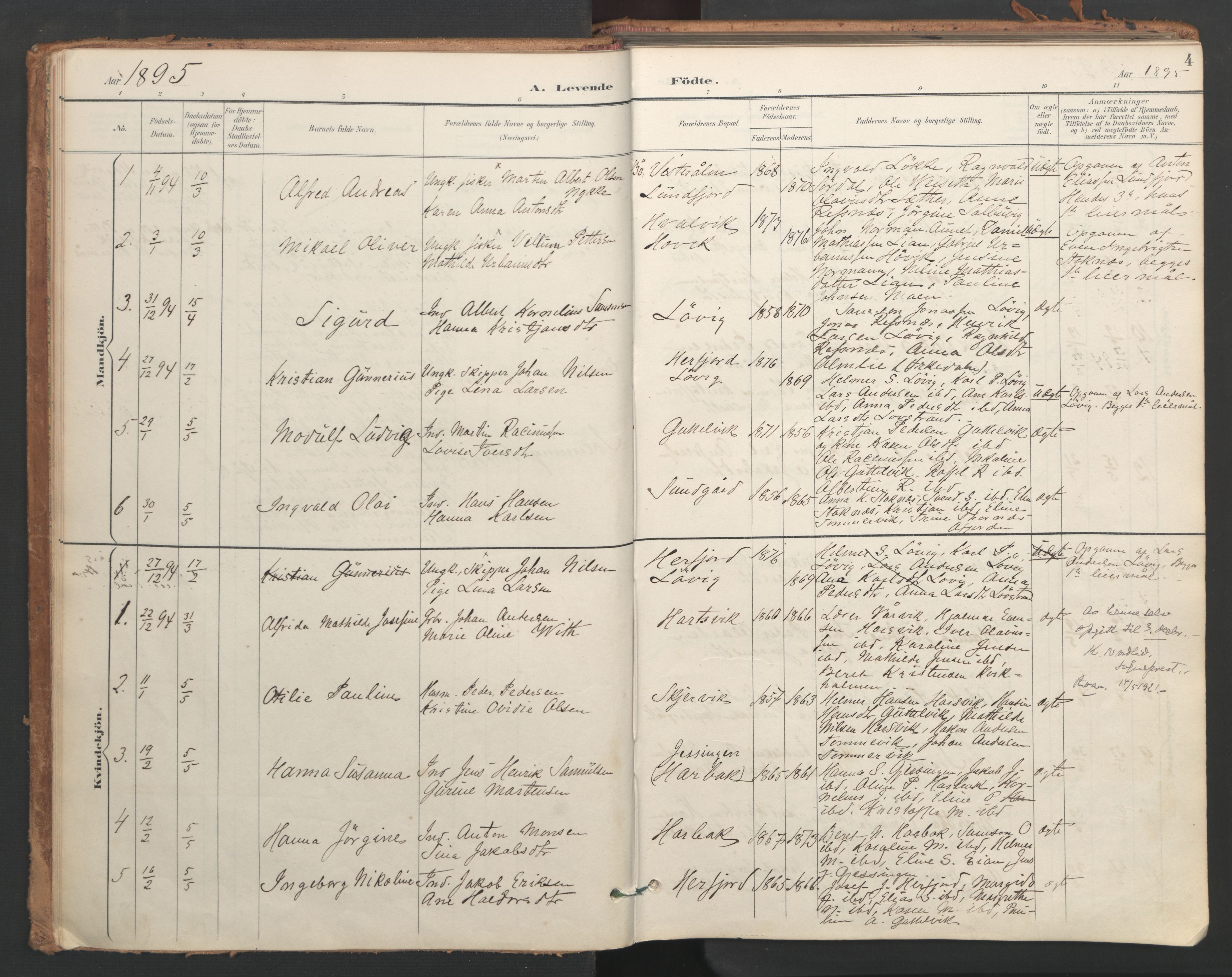 Ministerialprotokoller, klokkerbøker og fødselsregistre - Sør-Trøndelag, SAT/A-1456/656/L0693: Parish register (official) no. 656A02, 1894-1913, p. 4