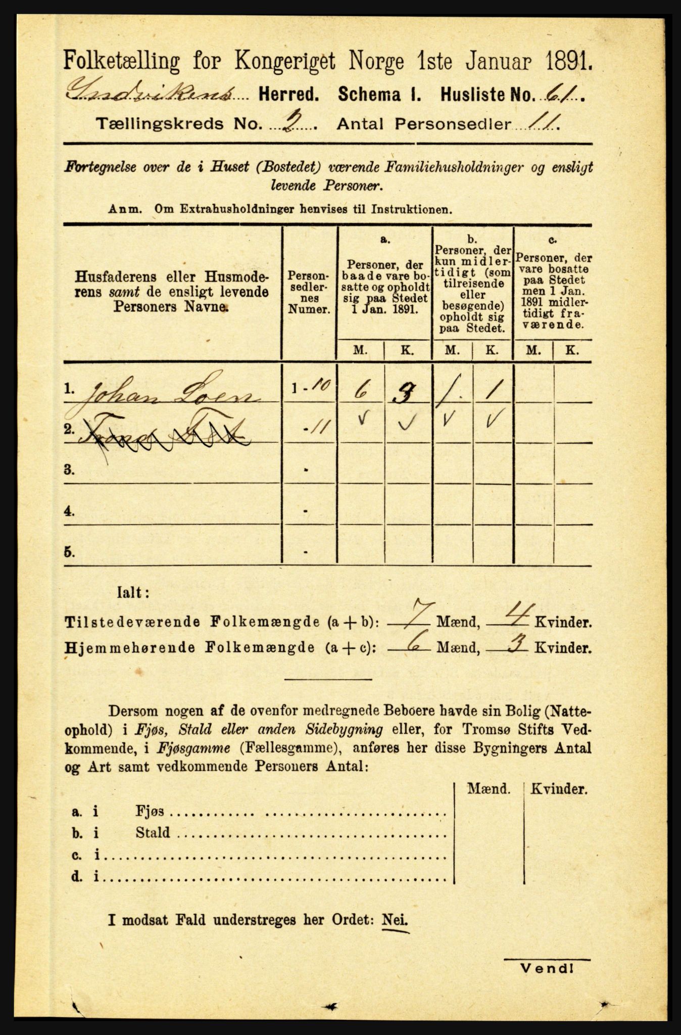 RA, 1891 census for 1447 Innvik, 1891, p. 604