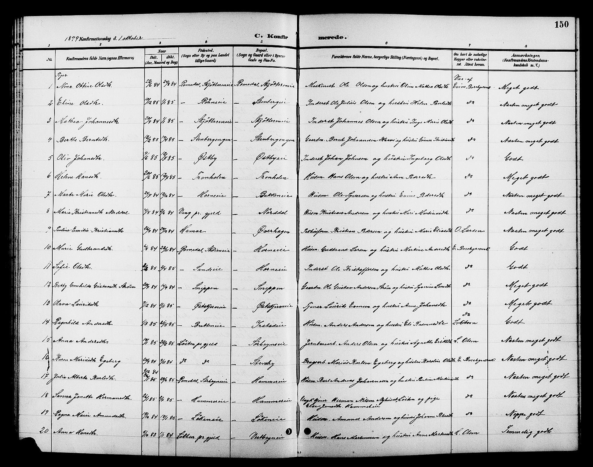 Romedal prestekontor, AV/SAH-PREST-004/L/L0012: Parish register (copy) no. 12, 1896-1914, p. 150