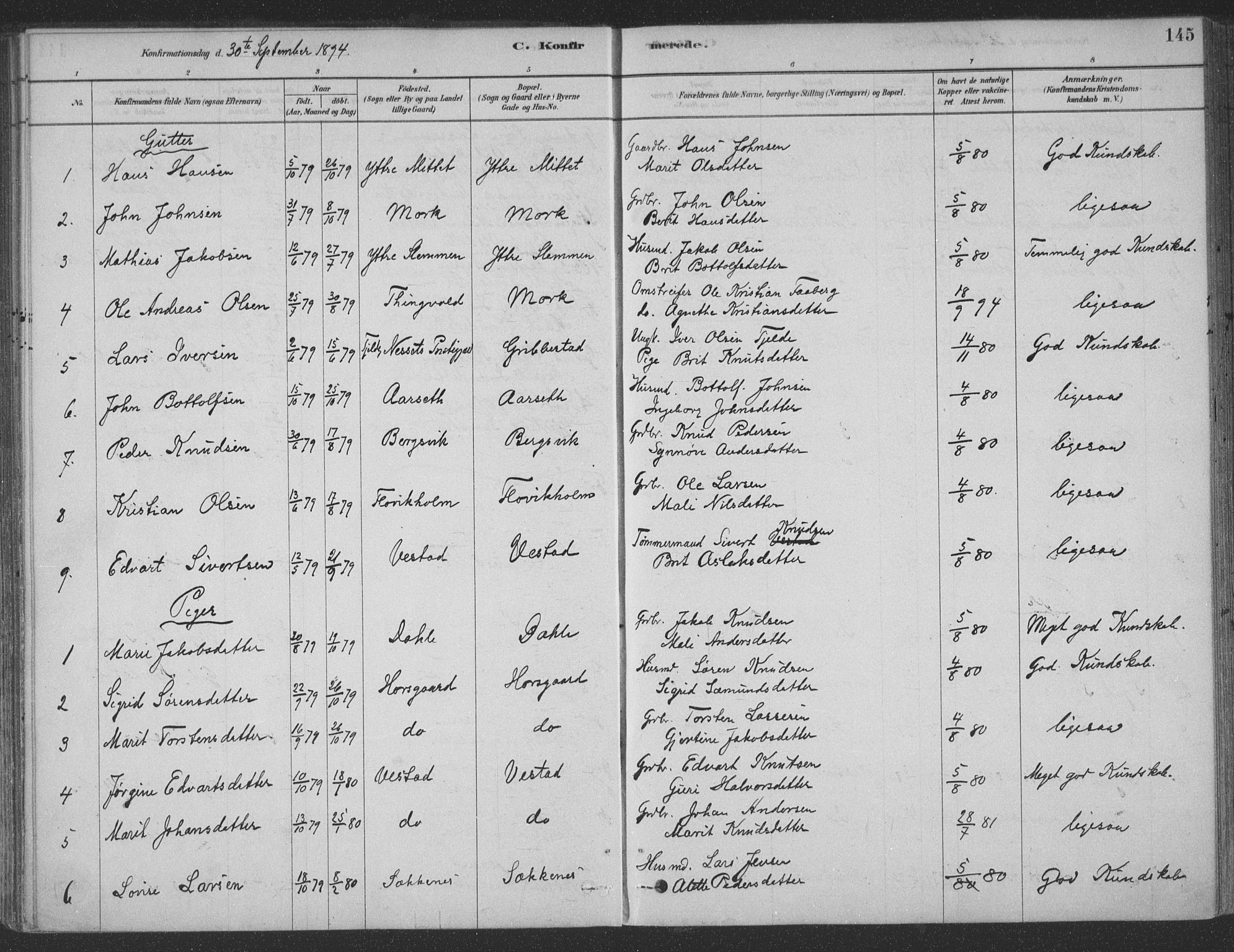 Ministerialprotokoller, klokkerbøker og fødselsregistre - Møre og Romsdal, SAT/A-1454/547/L0604: Parish register (official) no. 547A06, 1878-1906, p. 145