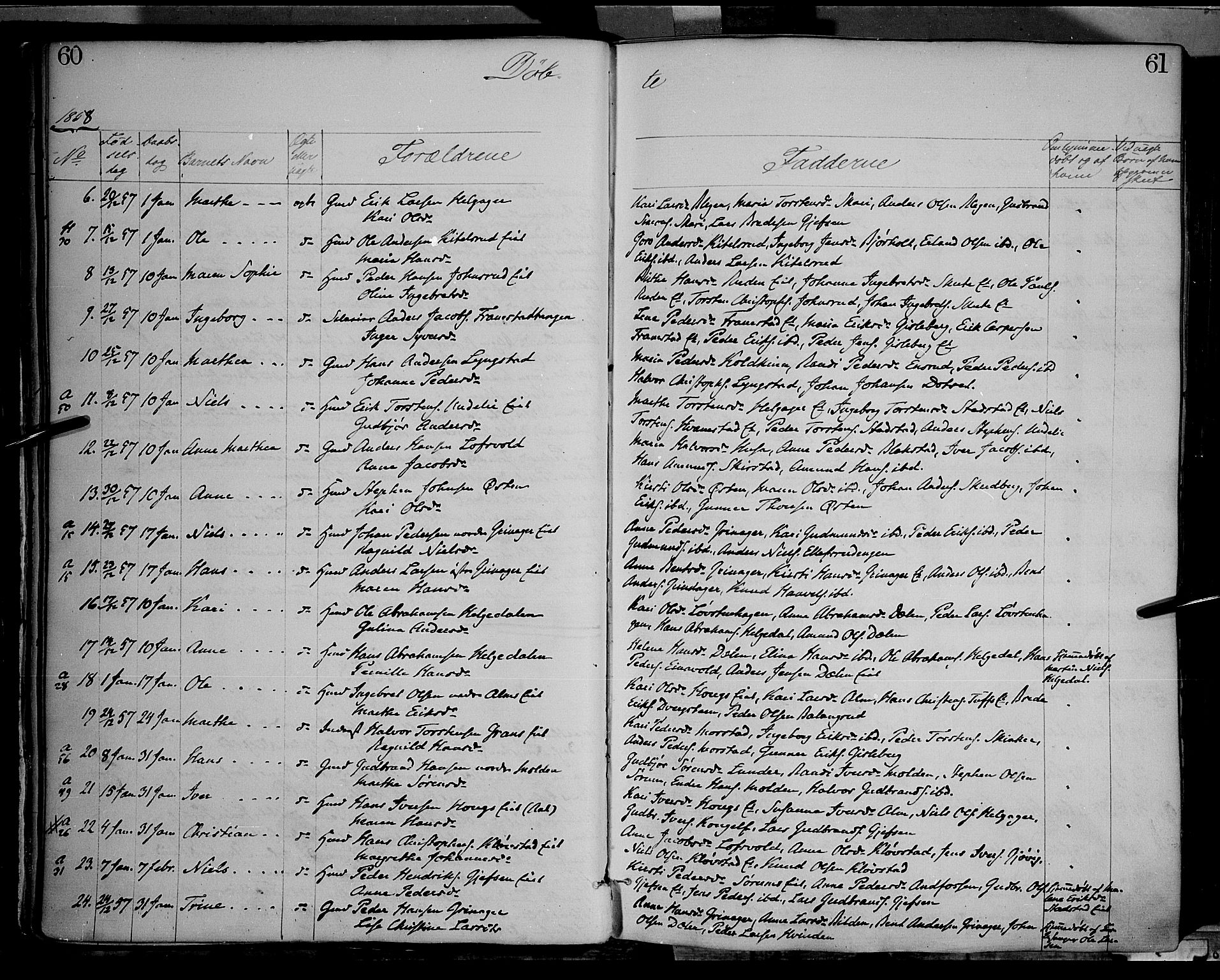 Gran prestekontor, SAH/PREST-112/H/Ha/Haa/L0012: Parish register (official) no. 12, 1856-1874, p. 60-61