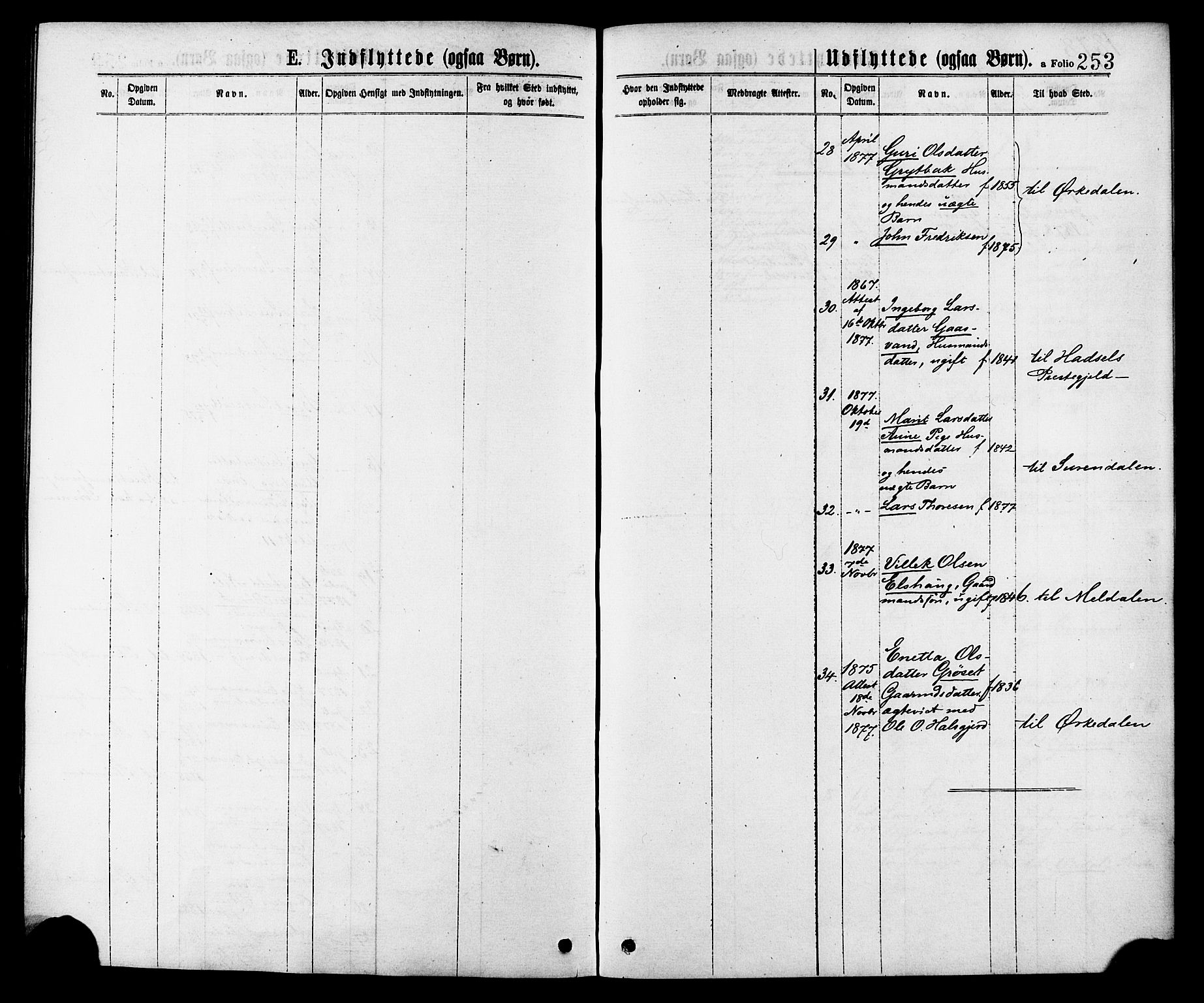 Ministerialprotokoller, klokkerbøker og fødselsregistre - Møre og Romsdal, AV/SAT-A-1454/598/L1068: Parish register (official) no. 598A02, 1872-1881, p. 253