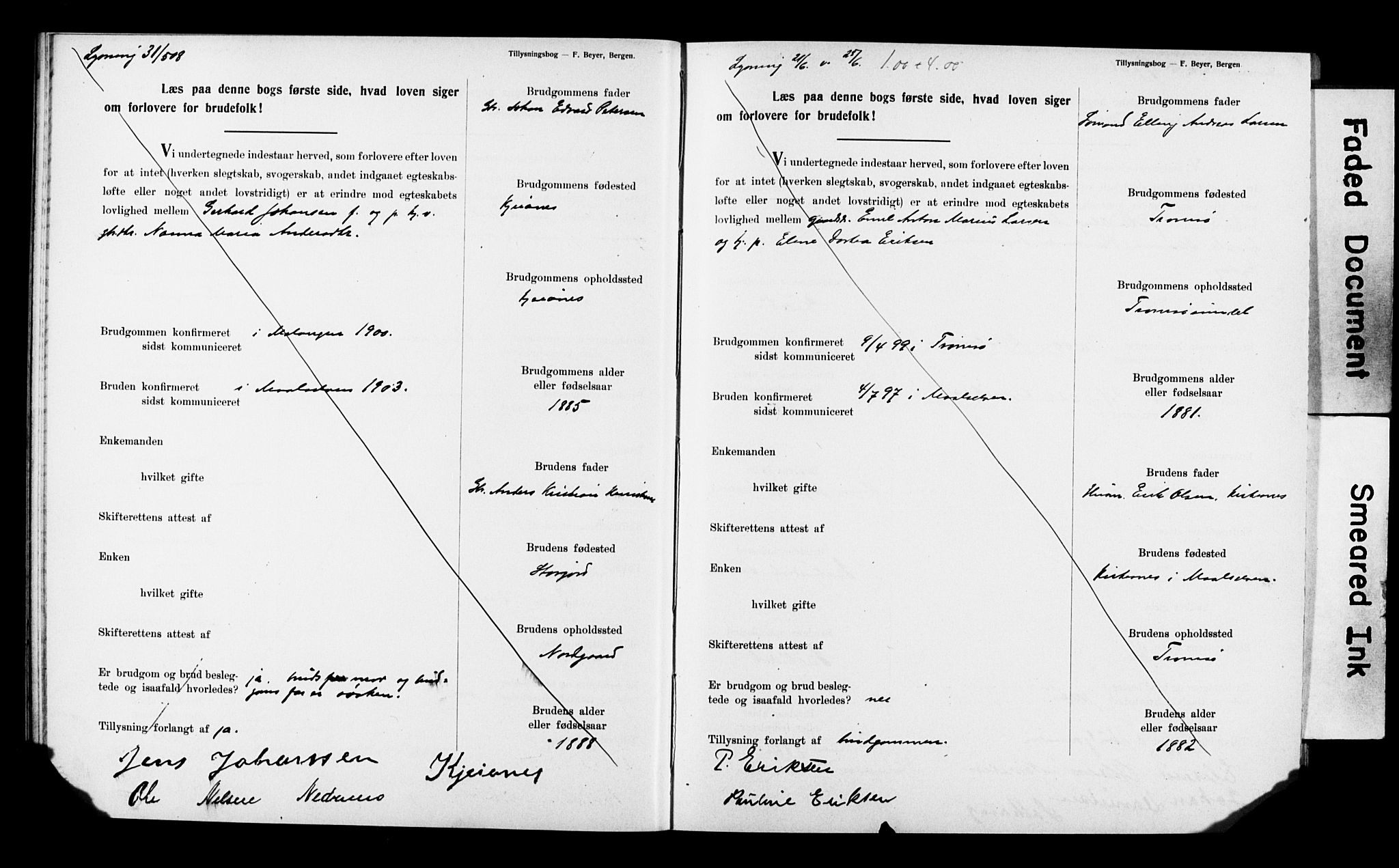 Balsfjord sokneprestembete, AV/SATØ-S-1303/H/Hd/L0032: Banns register no. 32, 1907-1910