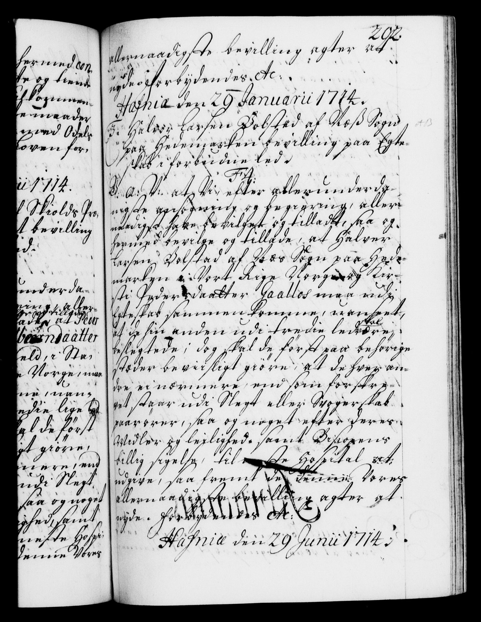 Danske Kanselli 1572-1799, RA/EA-3023/F/Fc/Fca/Fcaa/L0021: Norske registre, 1712-1715, p. 202a