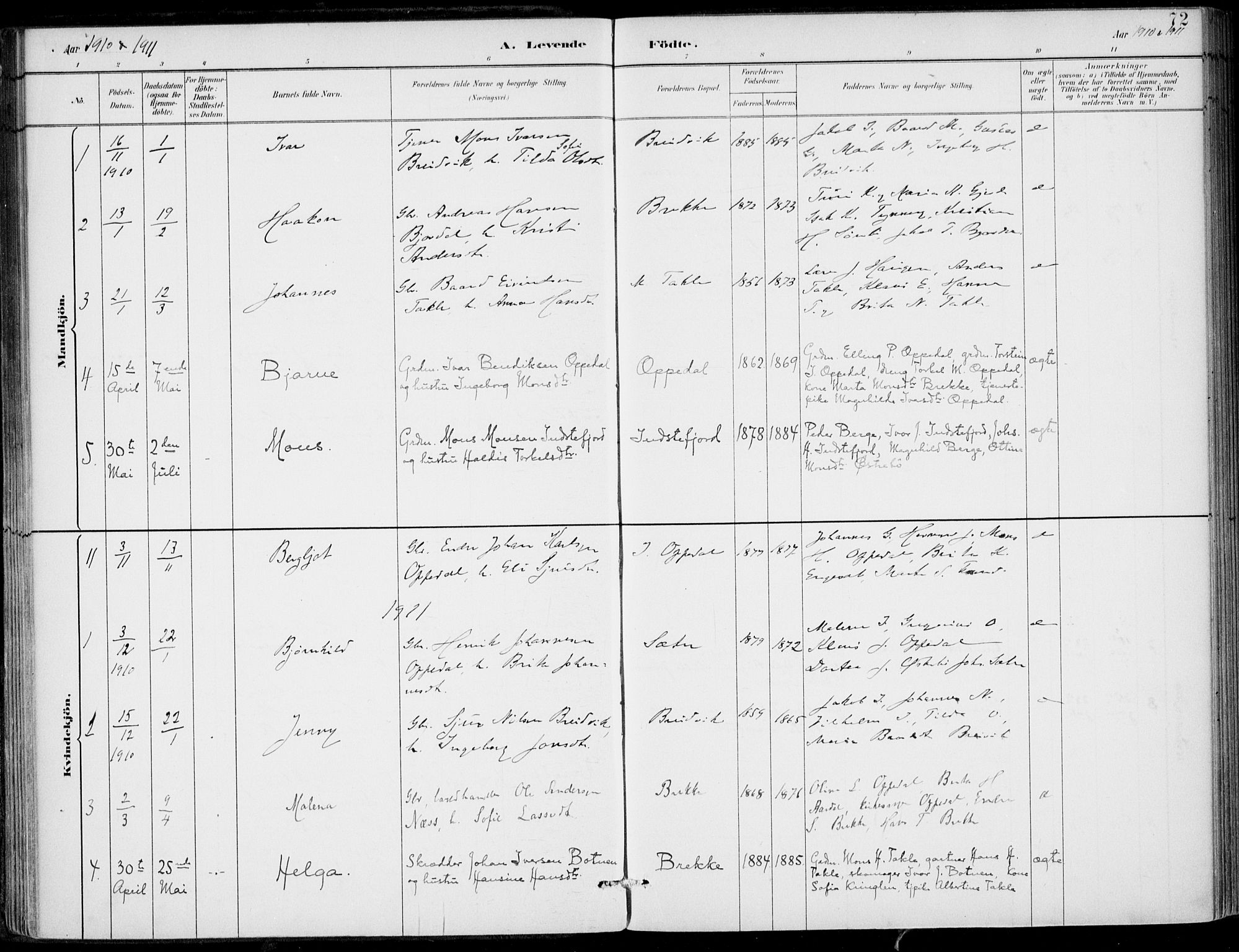Gulen sokneprestembete, SAB/A-80201/H/Haa/Haac/L0002: Parish register (official) no. C  2, 1882-1914, p. 72