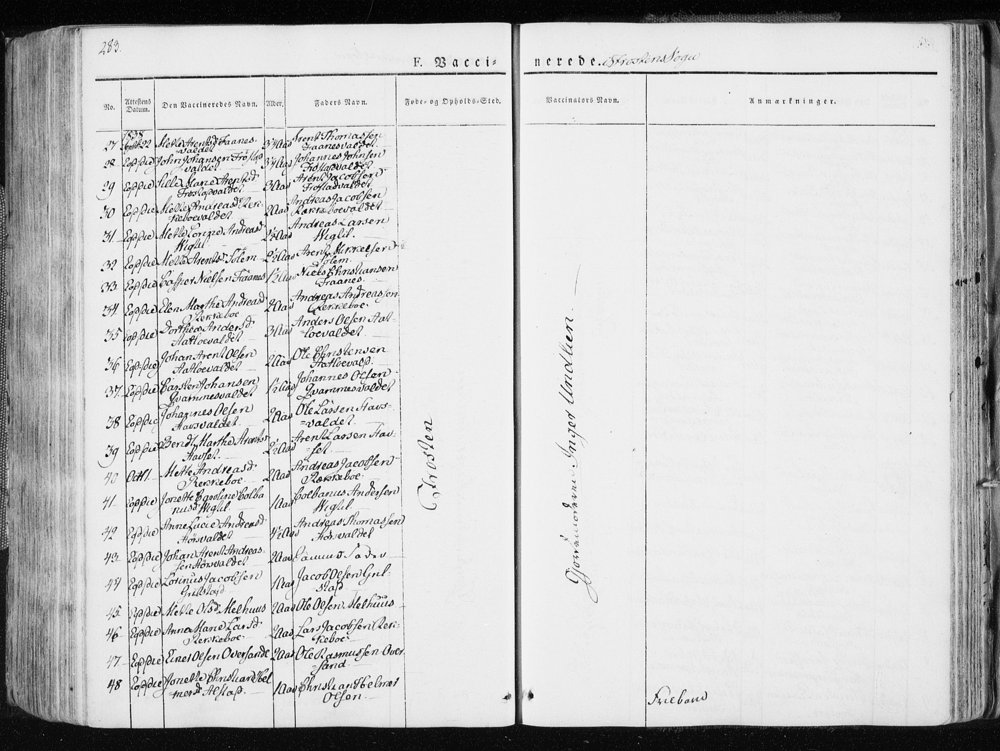 Ministerialprotokoller, klokkerbøker og fødselsregistre - Nord-Trøndelag, SAT/A-1458/713/L0114: Parish register (official) no. 713A05, 1827-1839, p. 283